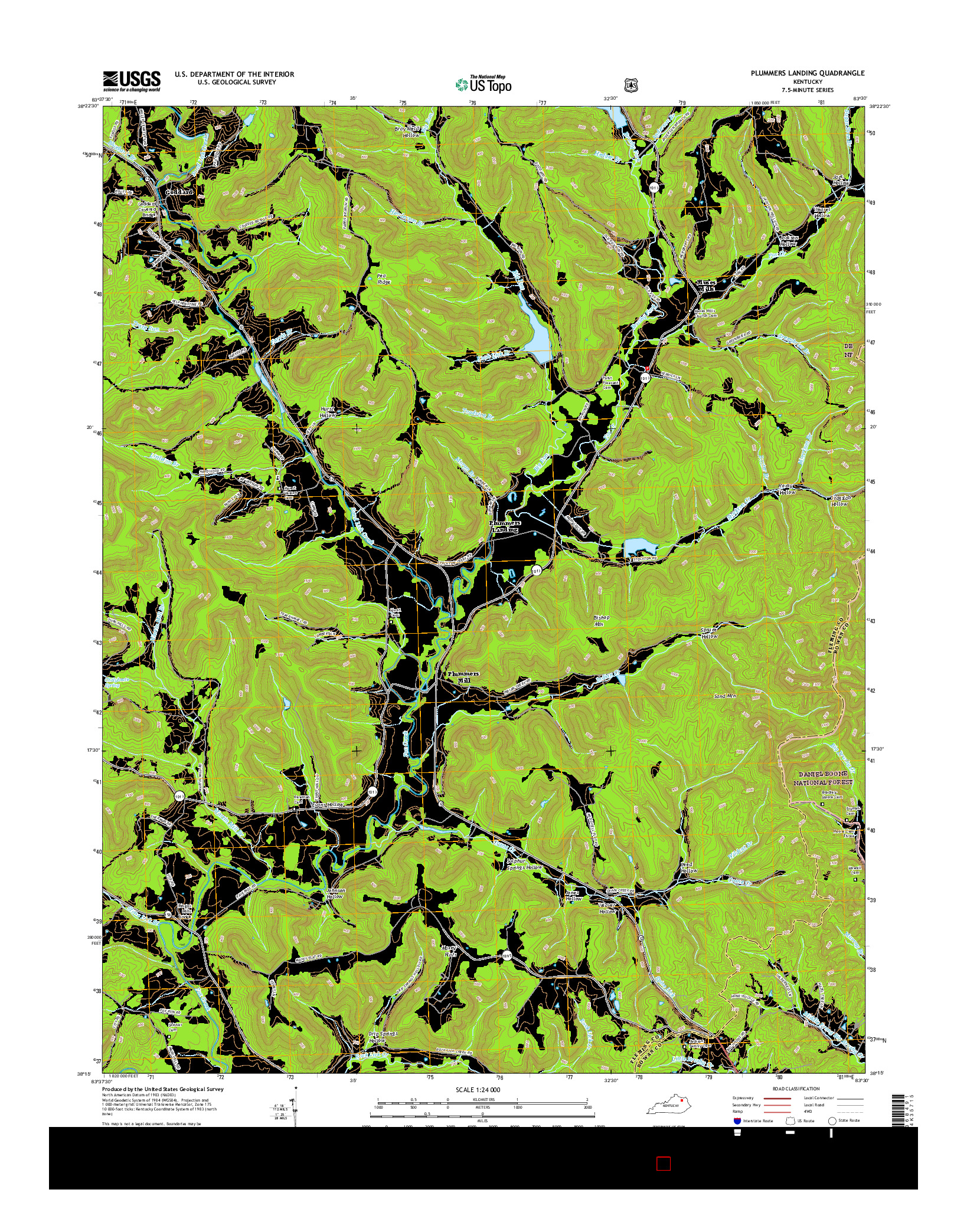 USGS US TOPO 7.5-MINUTE MAP FOR PLUMMERS LANDING, KY 2016