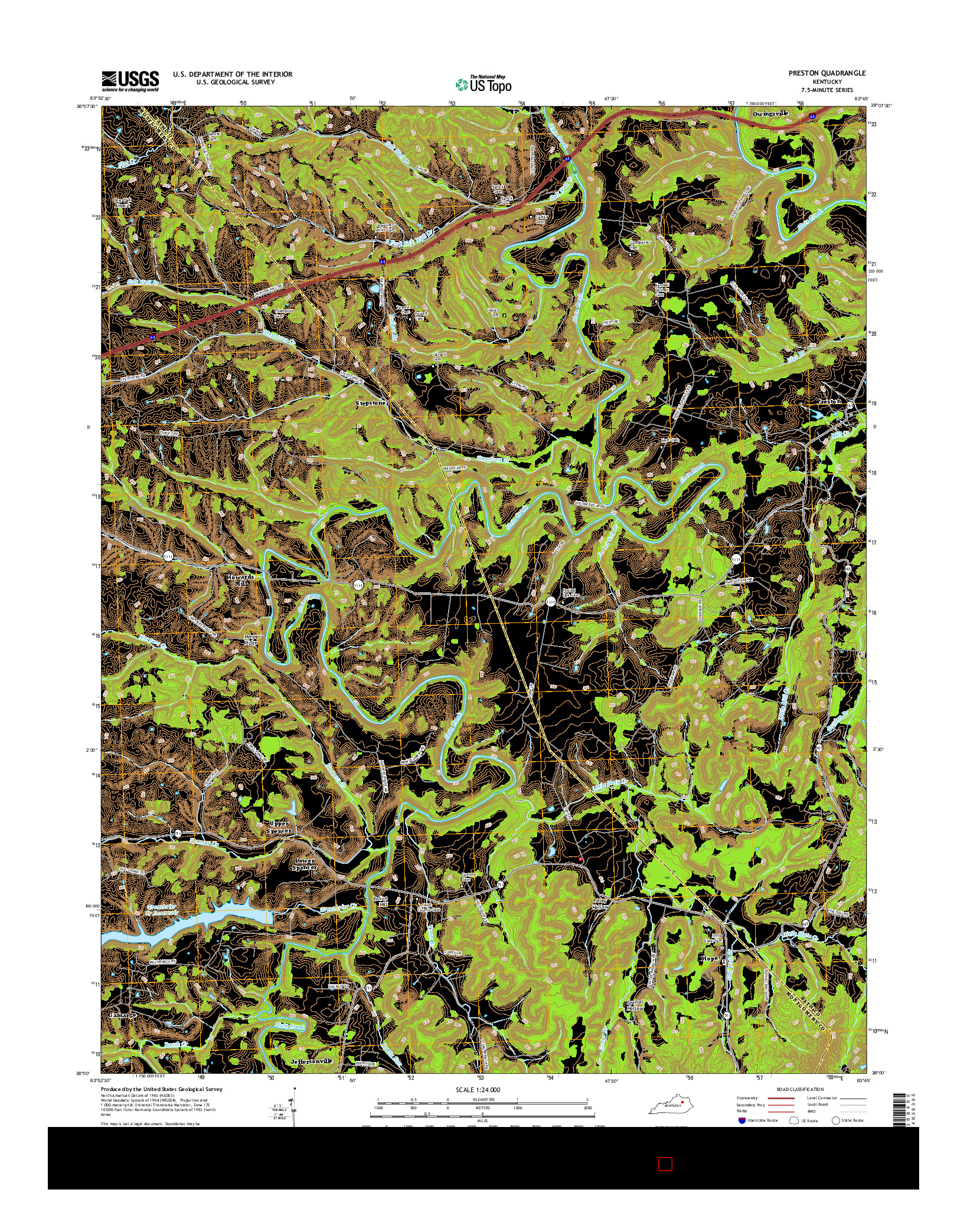 USGS US TOPO 7.5-MINUTE MAP FOR PRESTON, KY 2016