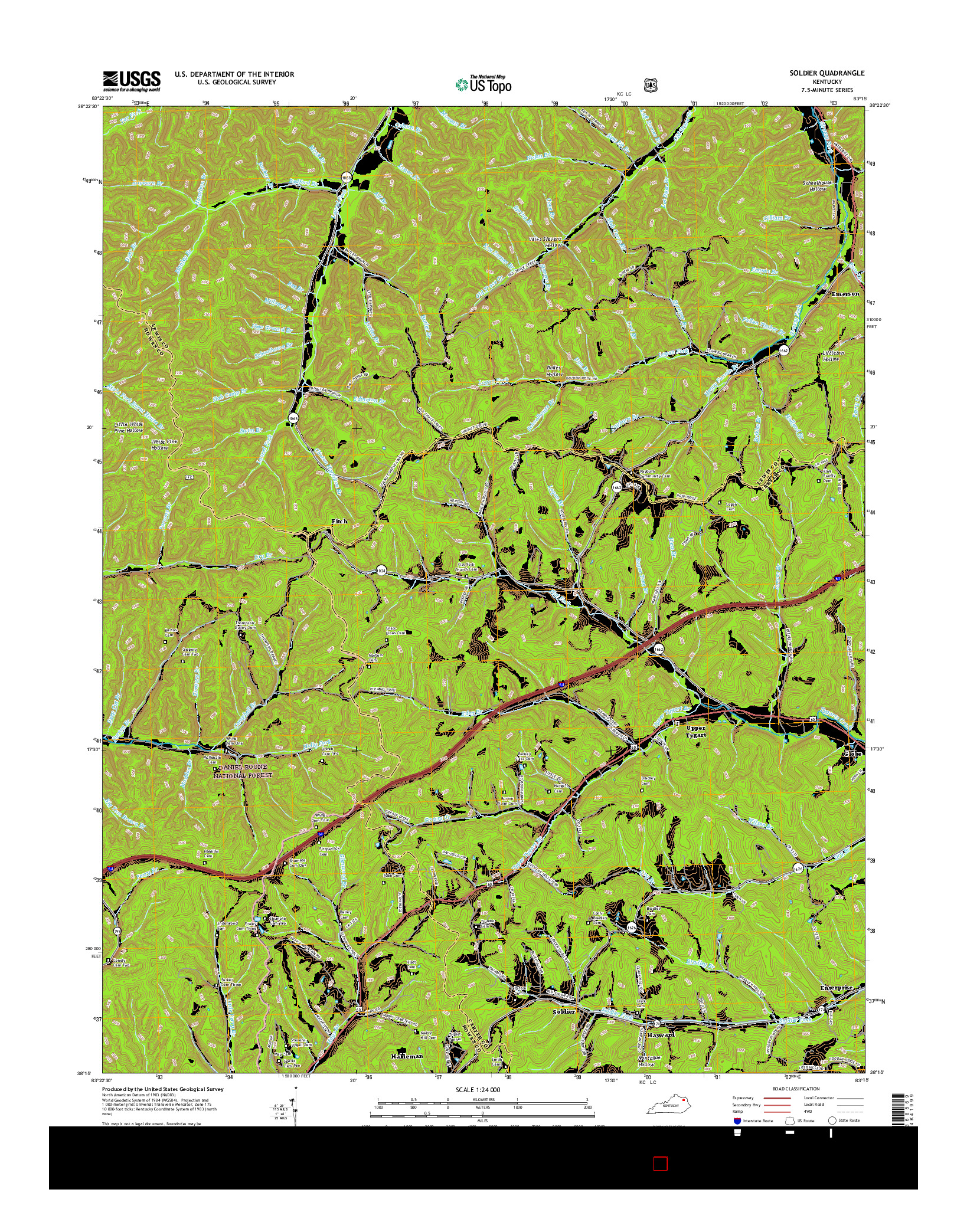 USGS US TOPO 7.5-MINUTE MAP FOR SOLDIER, KY 2016