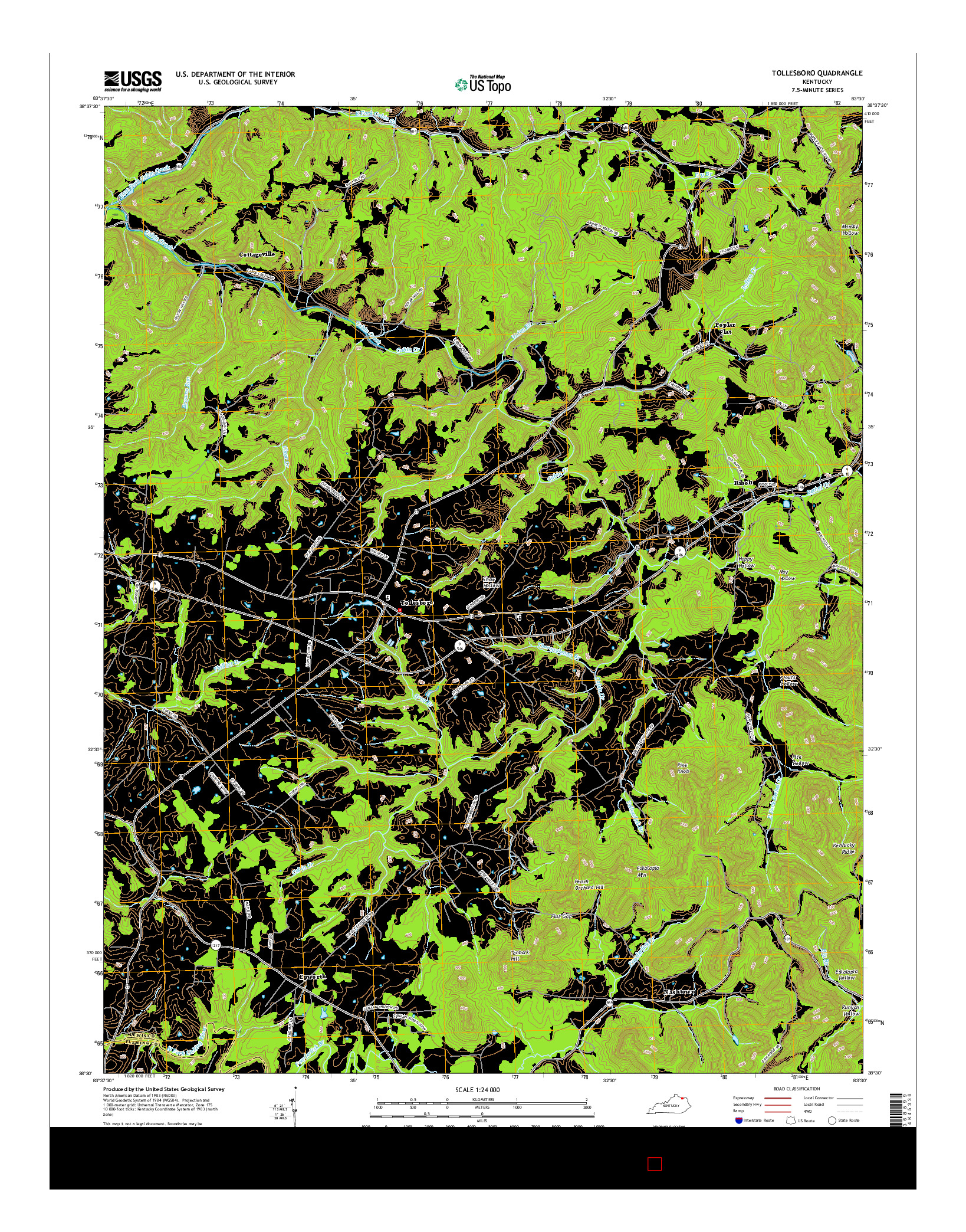 USGS US TOPO 7.5-MINUTE MAP FOR TOLLESBORO, KY 2016