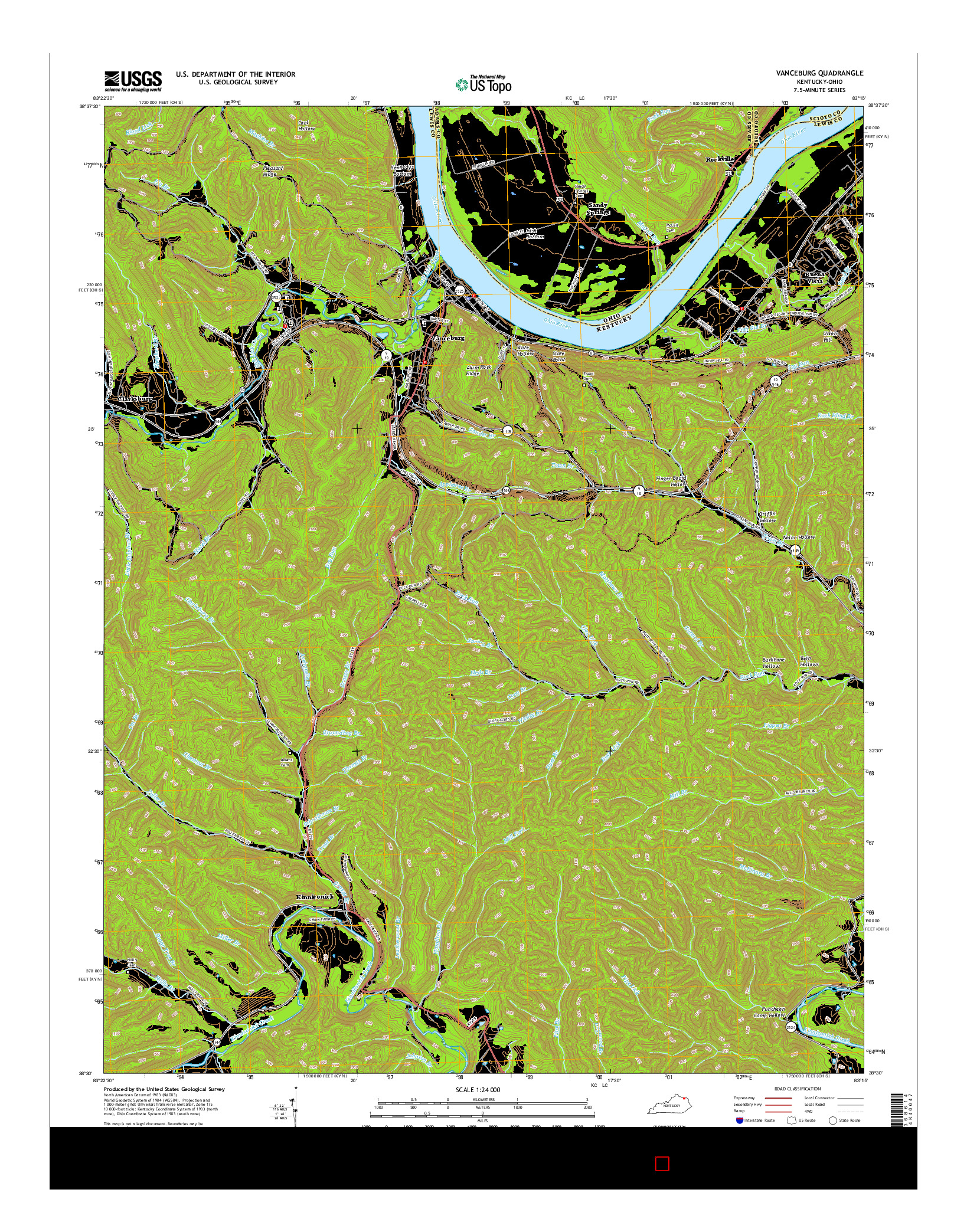 USGS US TOPO 7.5-MINUTE MAP FOR VANCEBURG, KY-OH 2016