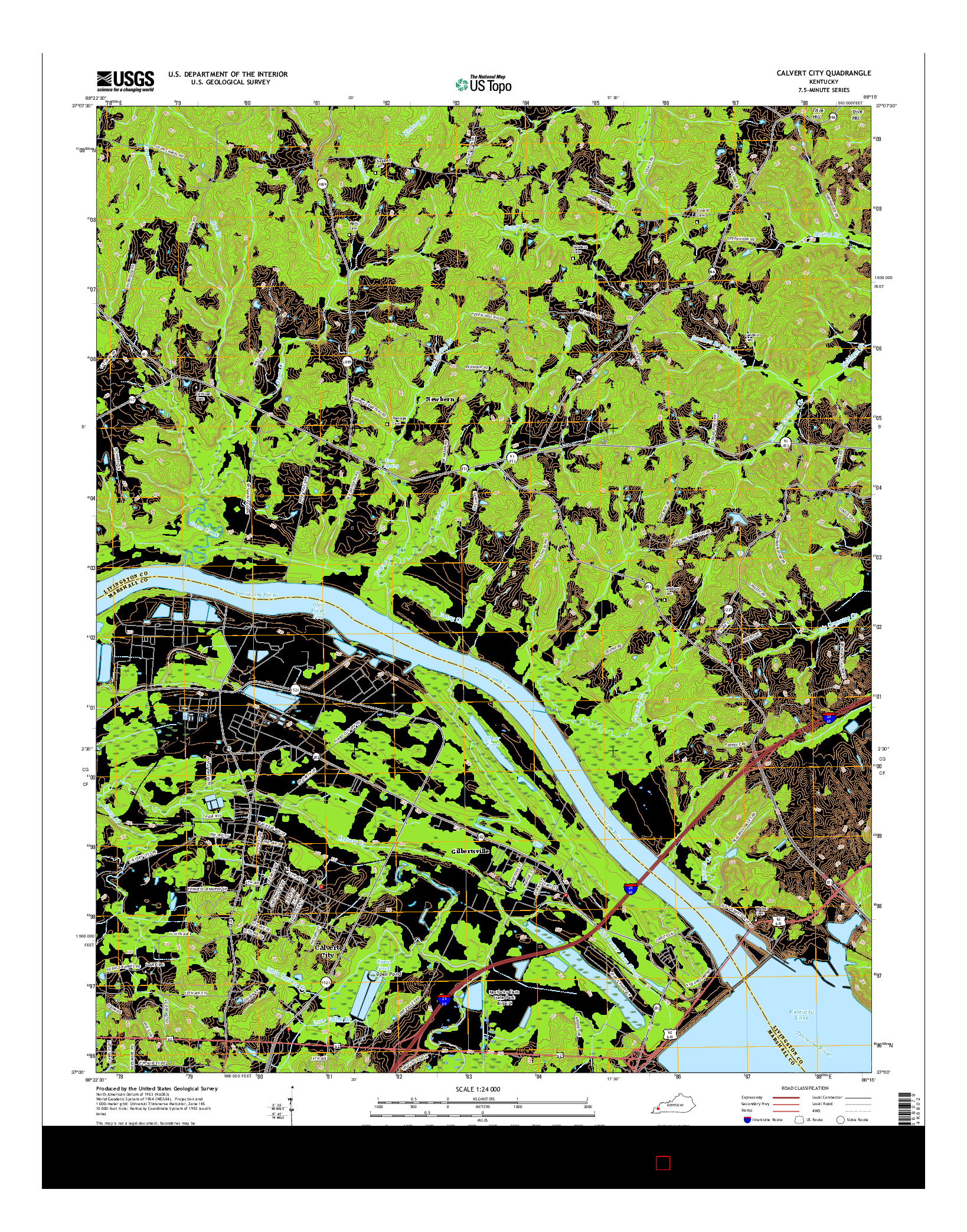 USGS US TOPO 7.5-MINUTE MAP FOR CALVERT CITY, KY 2016