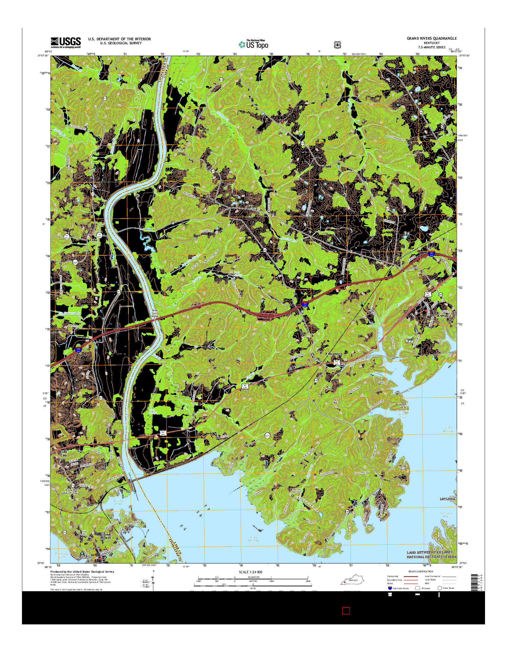 USGS US TOPO 7.5-MINUTE MAP FOR GRAND RIVERS, KY 2016