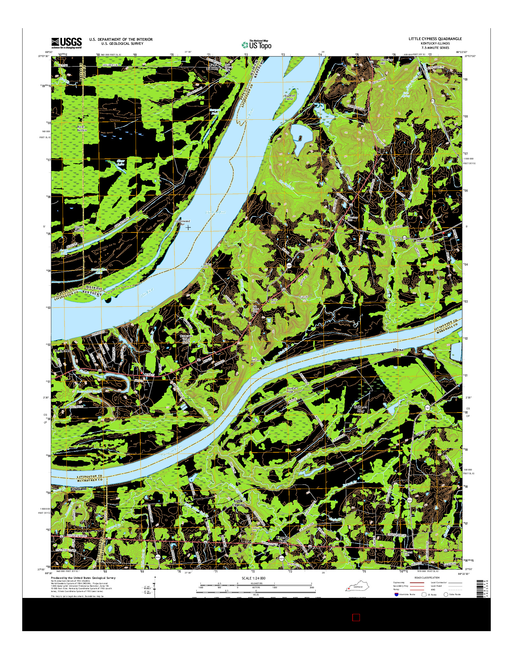 USGS US TOPO 7.5-MINUTE MAP FOR LITTLE CYPRESS, KY-IL 2016