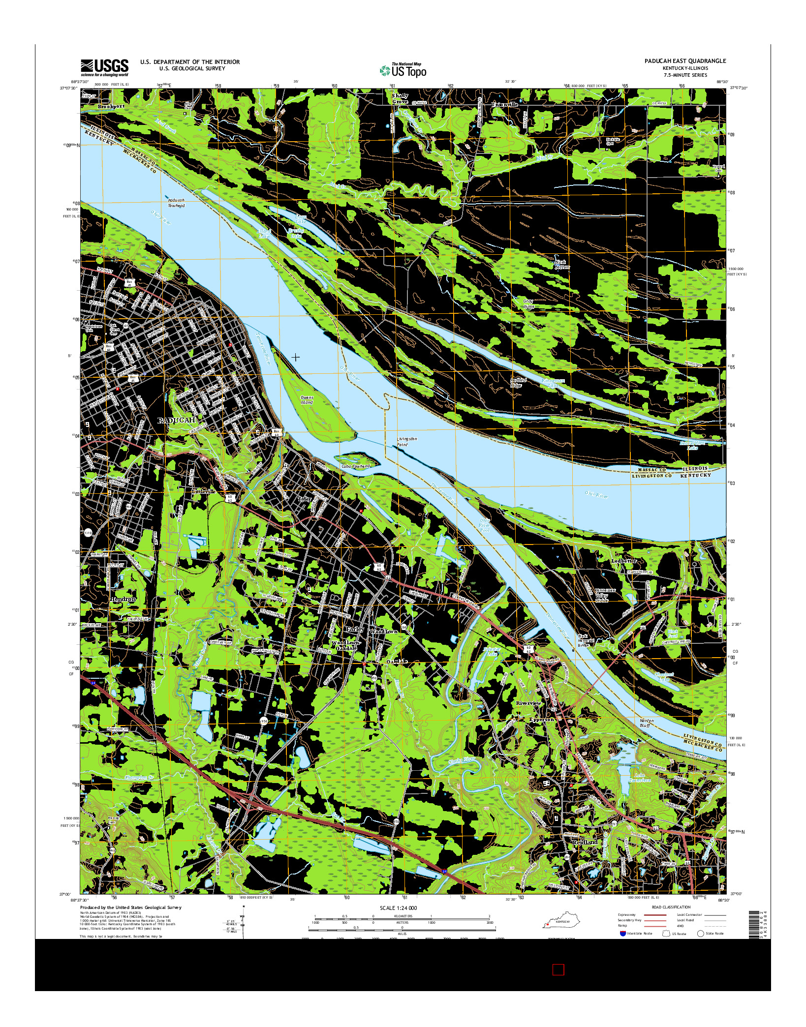 USGS US TOPO 7.5-MINUTE MAP FOR PADUCAH EAST, KY-IL 2016