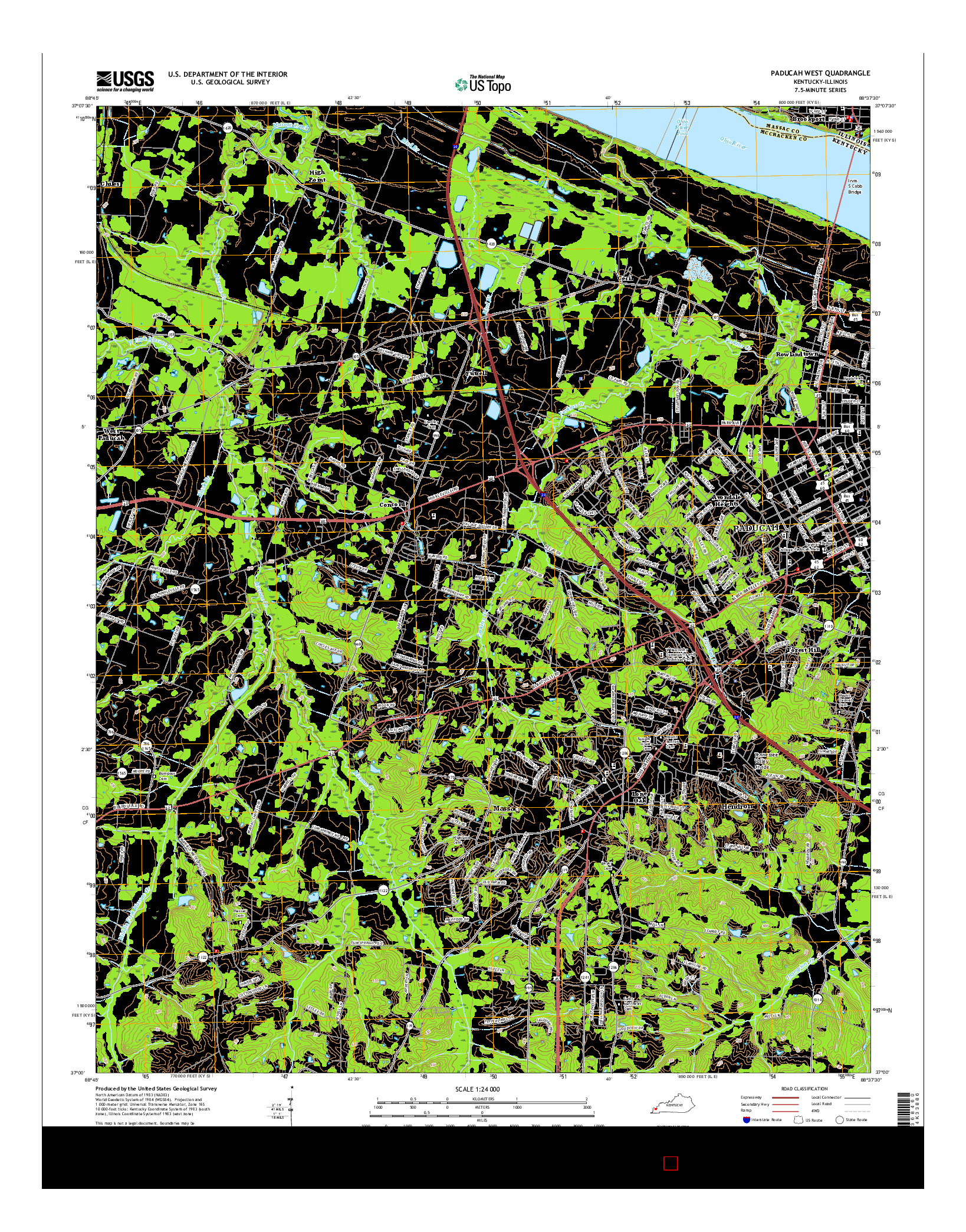 USGS US TOPO 7.5-MINUTE MAP FOR PADUCAH WEST, KY-IL 2016