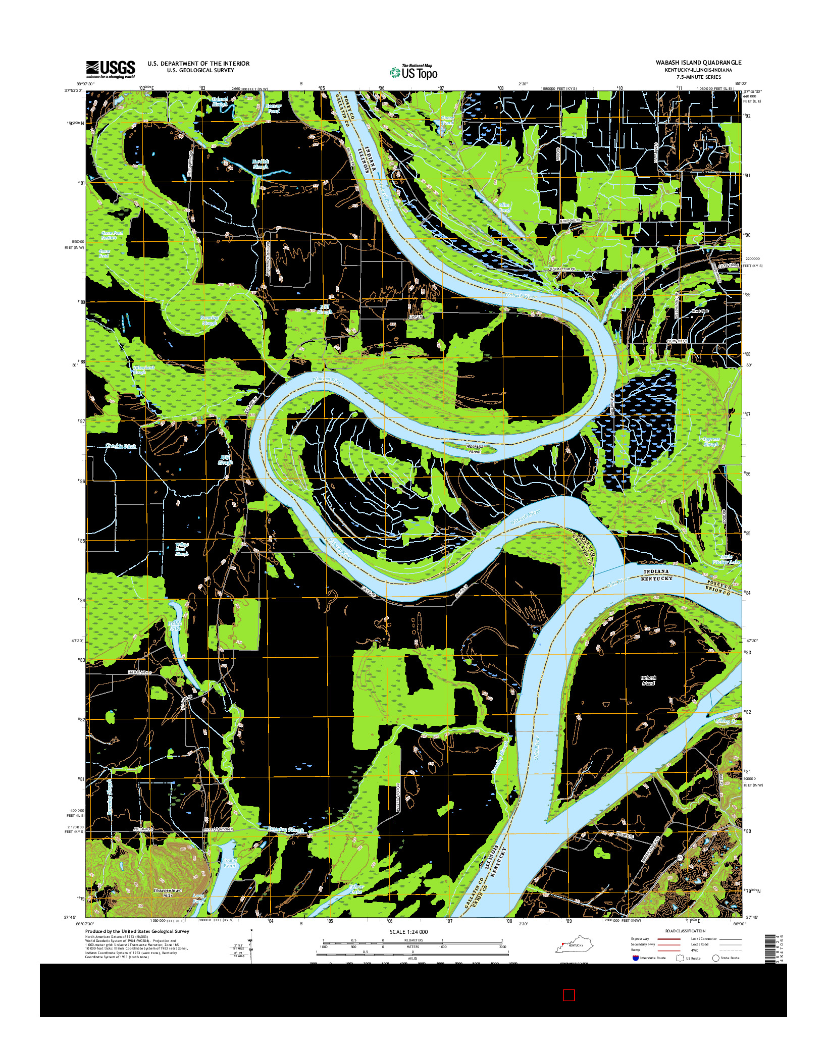 USGS US TOPO 7.5-MINUTE MAP FOR WABASH ISLAND, KY-IL-IN 2016