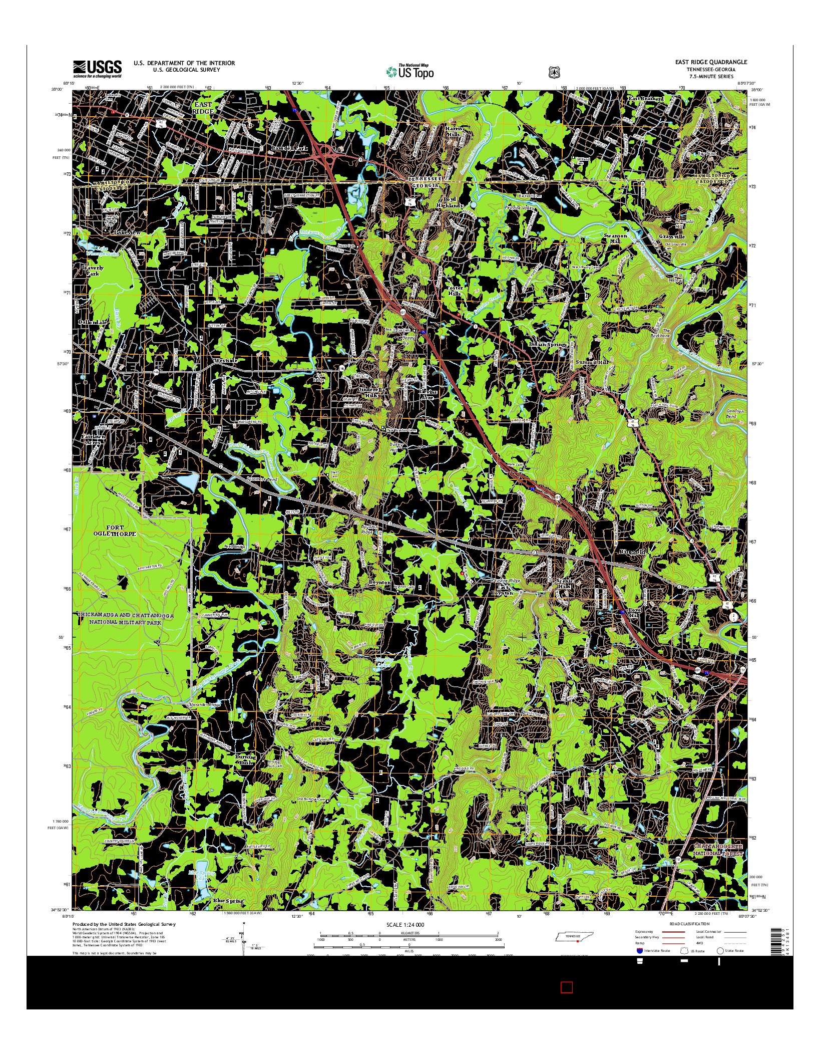 USGS US TOPO 7.5-MINUTE MAP FOR EAST RIDGE, TN-GA 2016