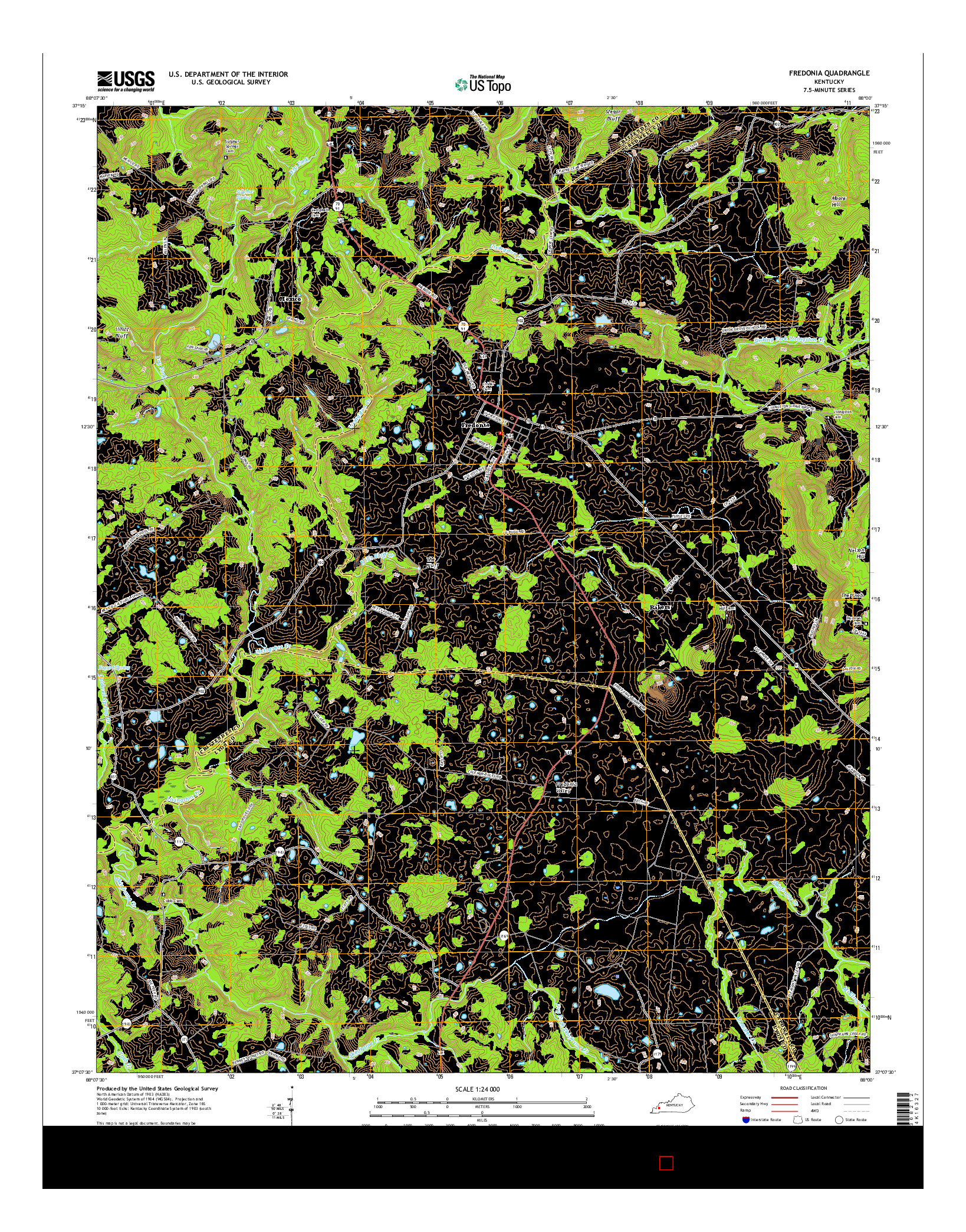 USGS US TOPO 7.5-MINUTE MAP FOR FREDONIA, KY 2016