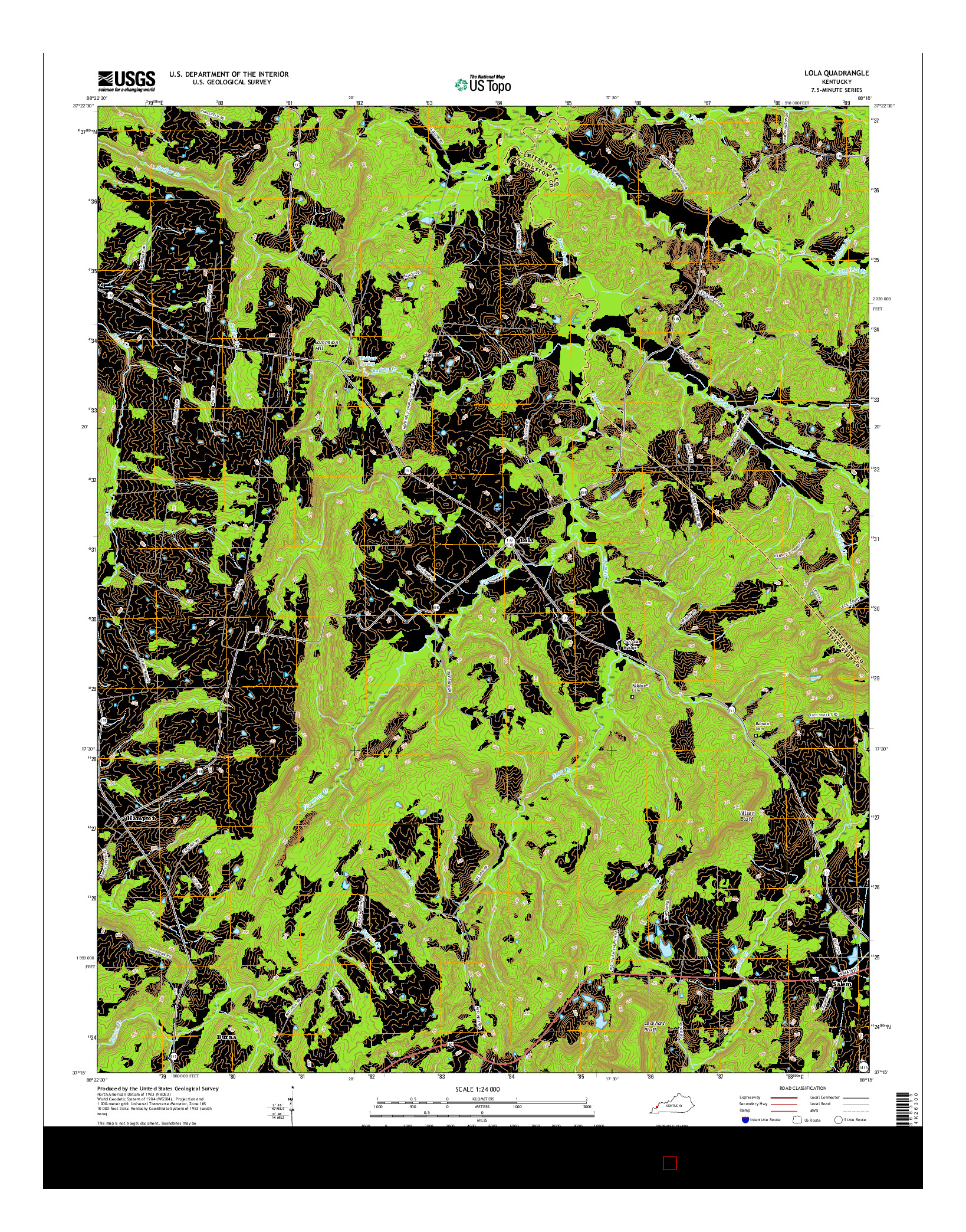 USGS US TOPO 7.5-MINUTE MAP FOR LOLA, KY 2016