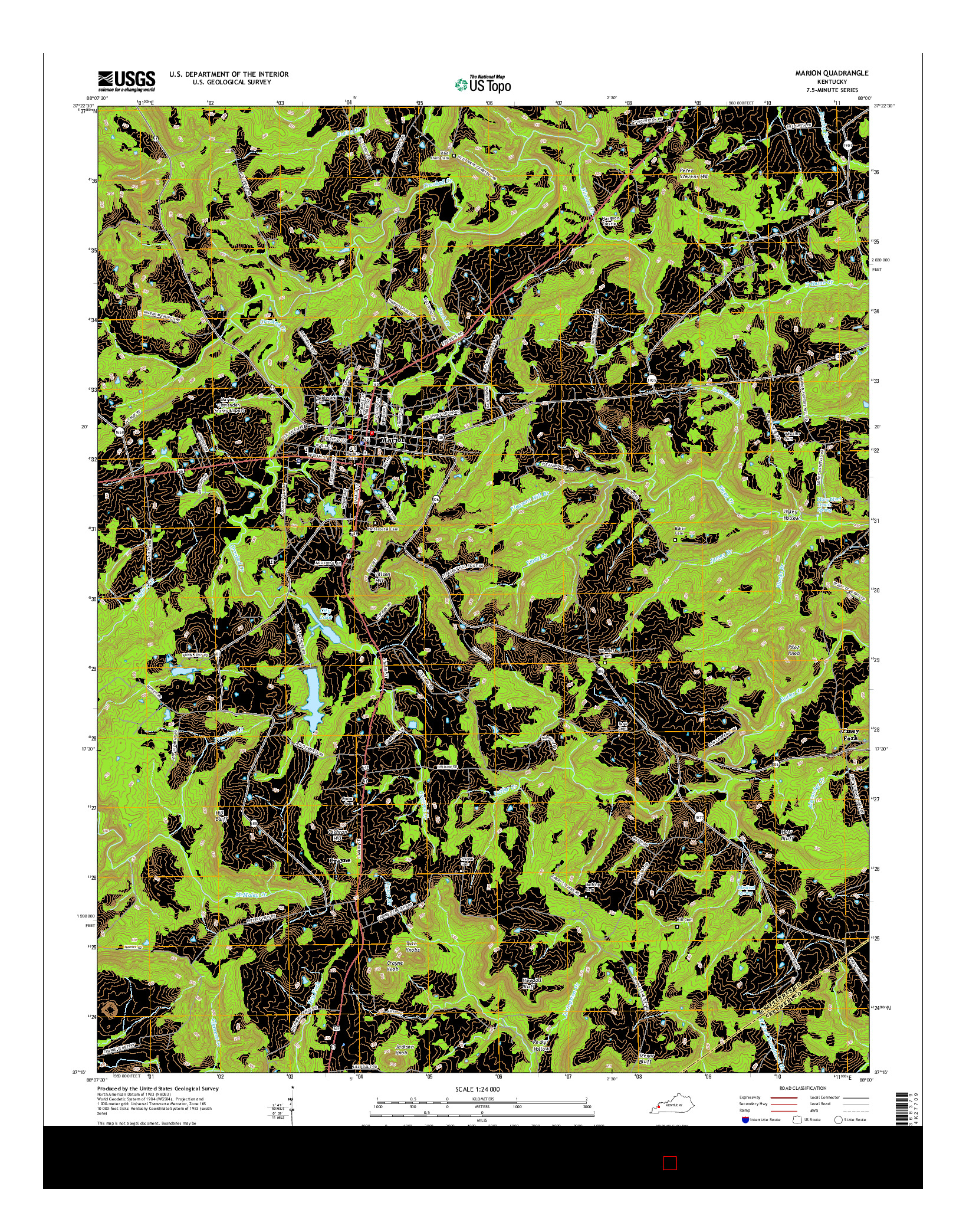 USGS US TOPO 7.5-MINUTE MAP FOR MARION, KY 2016