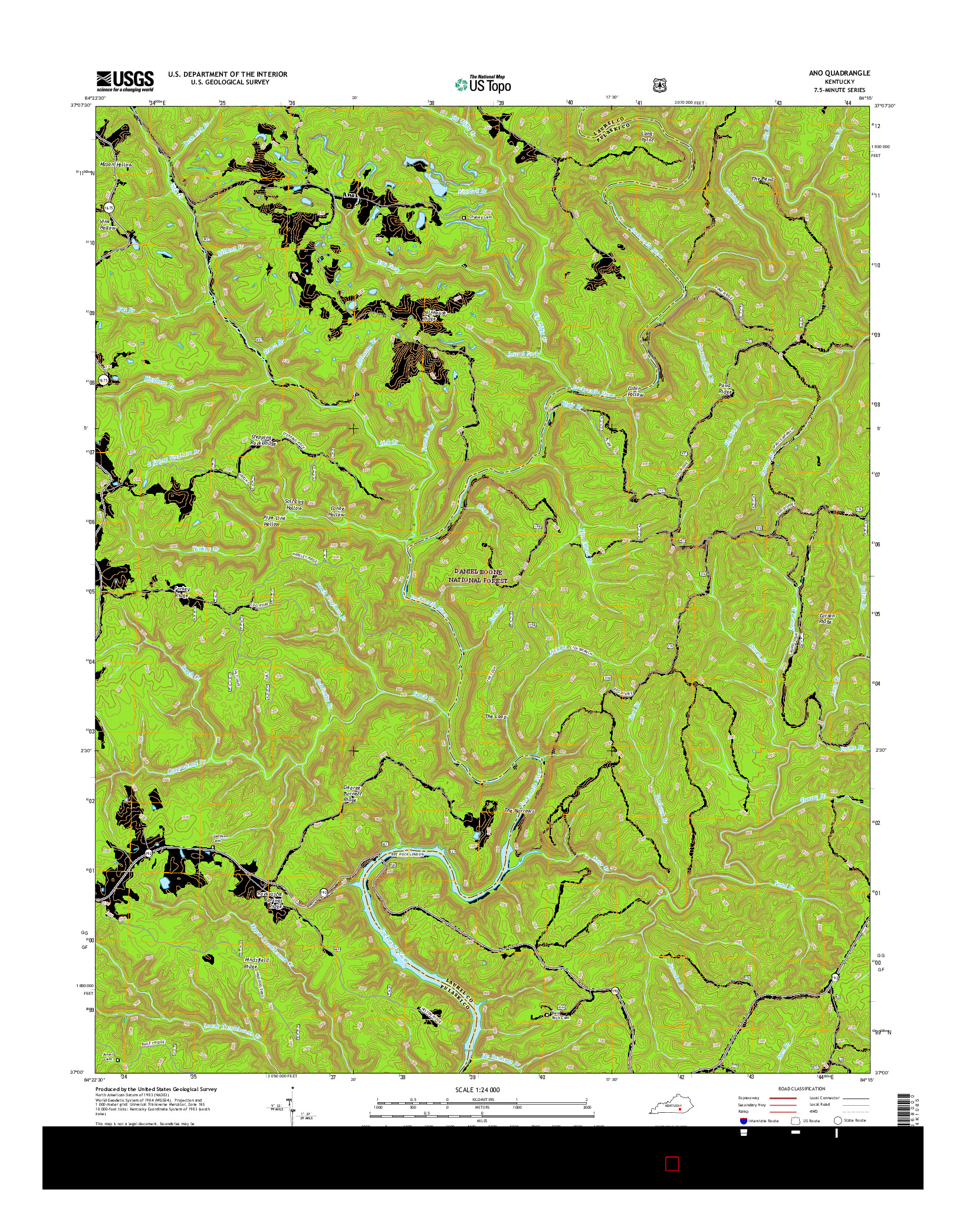 USGS US TOPO 7.5-MINUTE MAP FOR ANO, KY 2016