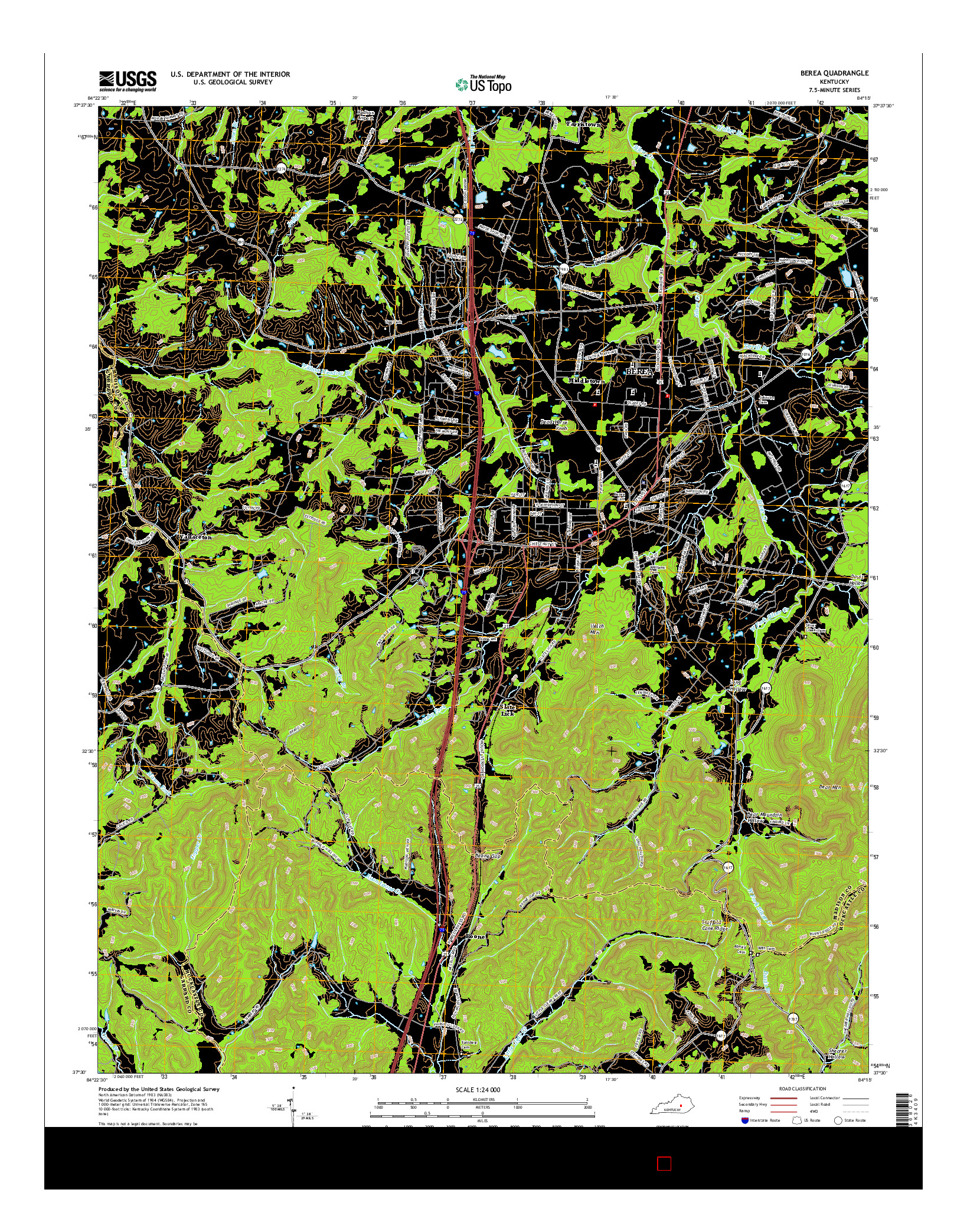 USGS US TOPO 7.5-MINUTE MAP FOR BEREA, KY 2016