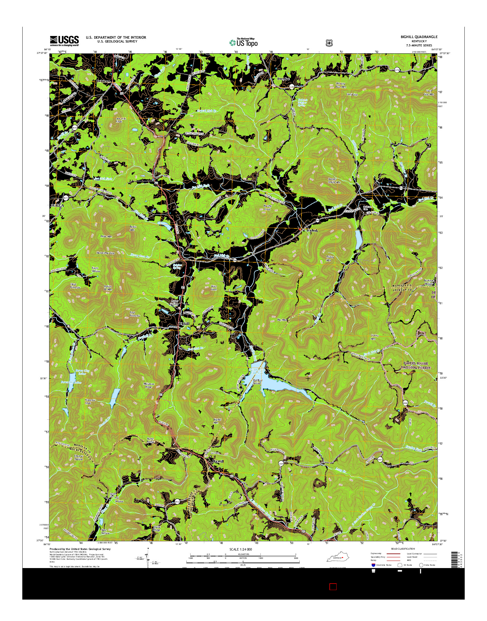 USGS US TOPO 7.5-MINUTE MAP FOR BIGHILL, KY 2016