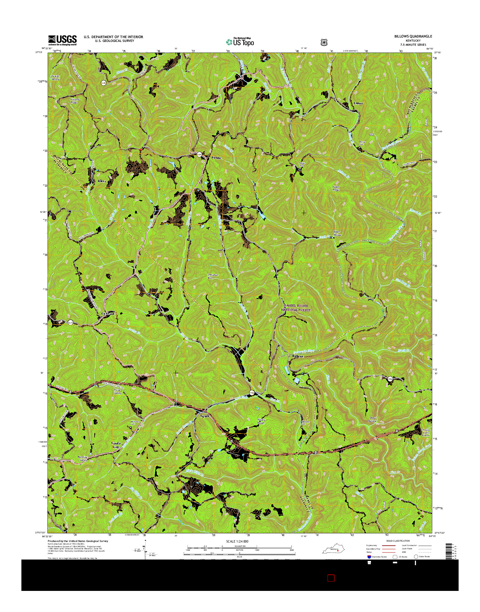 USGS US TOPO 7.5-MINUTE MAP FOR BILLOWS, KY 2016