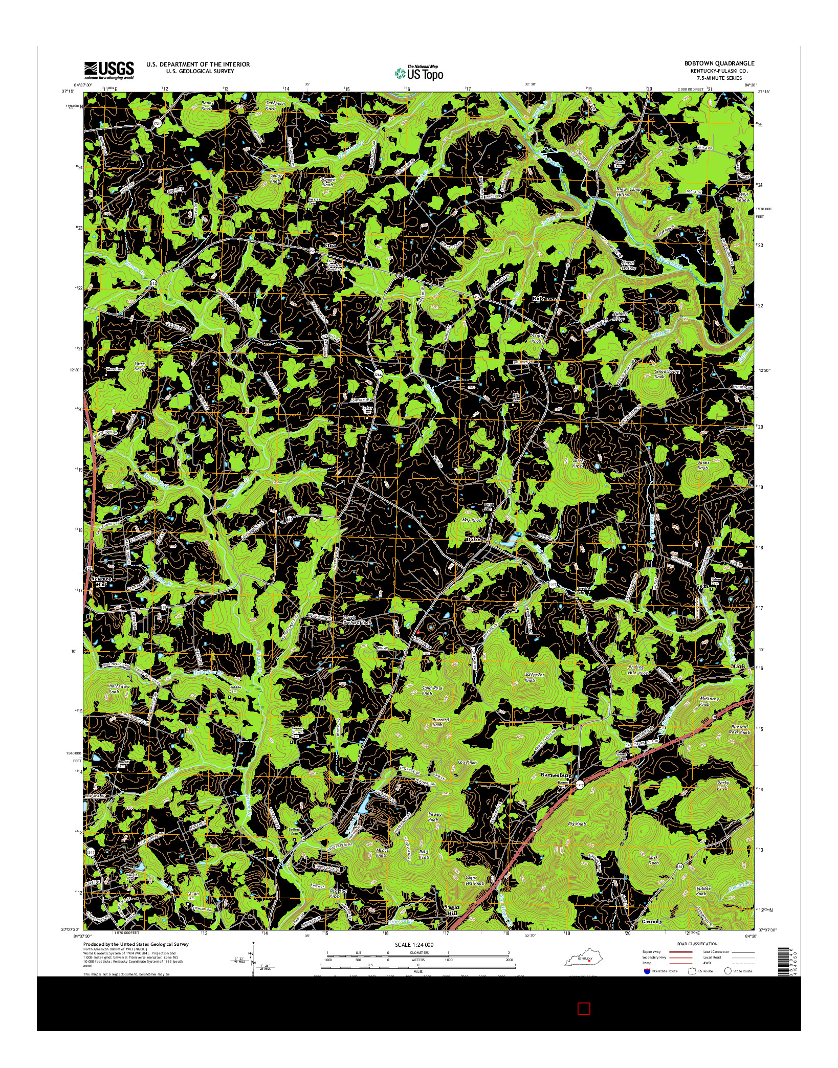 USGS US TOPO 7.5-MINUTE MAP FOR BOBTOWN, KY 2016