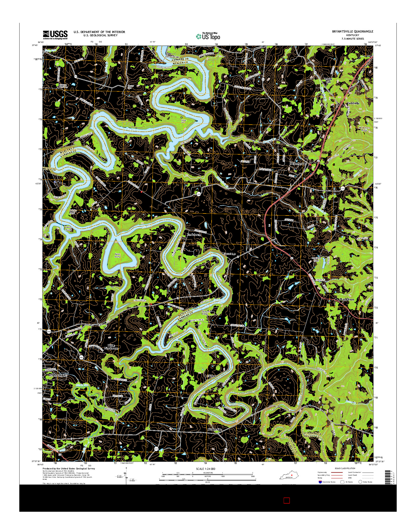 USGS US TOPO 7.5-MINUTE MAP FOR BRYANTSVILLE, KY 2016