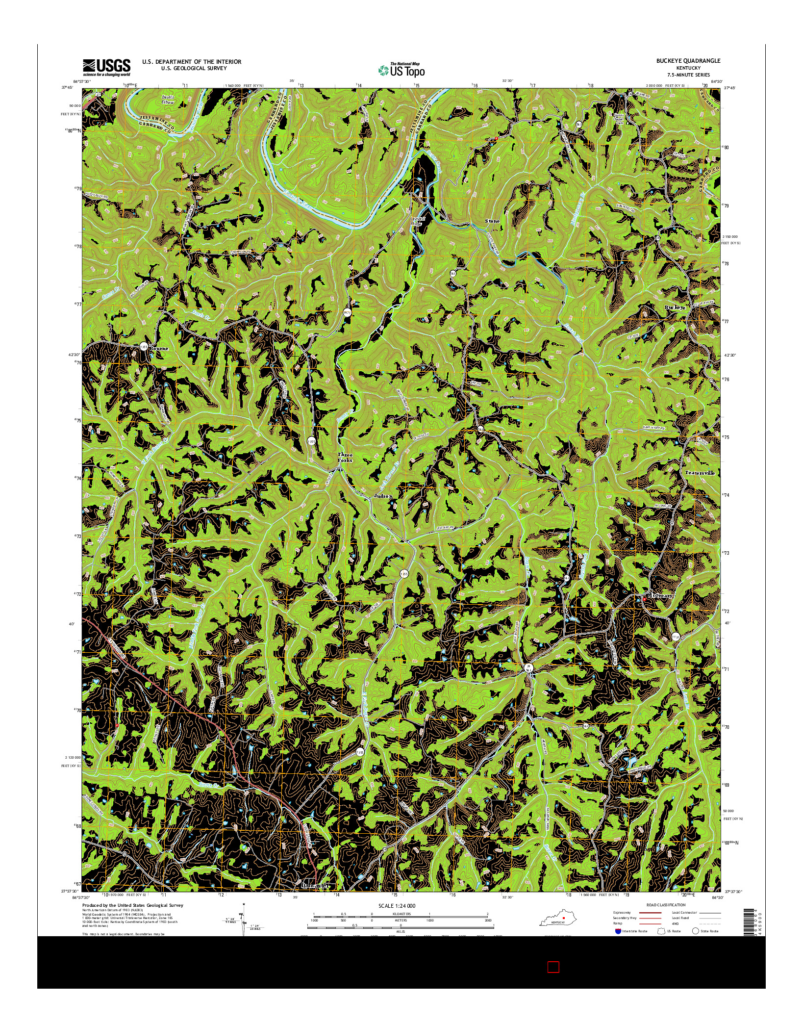 USGS US TOPO 7.5-MINUTE MAP FOR BUCKEYE, KY 2016