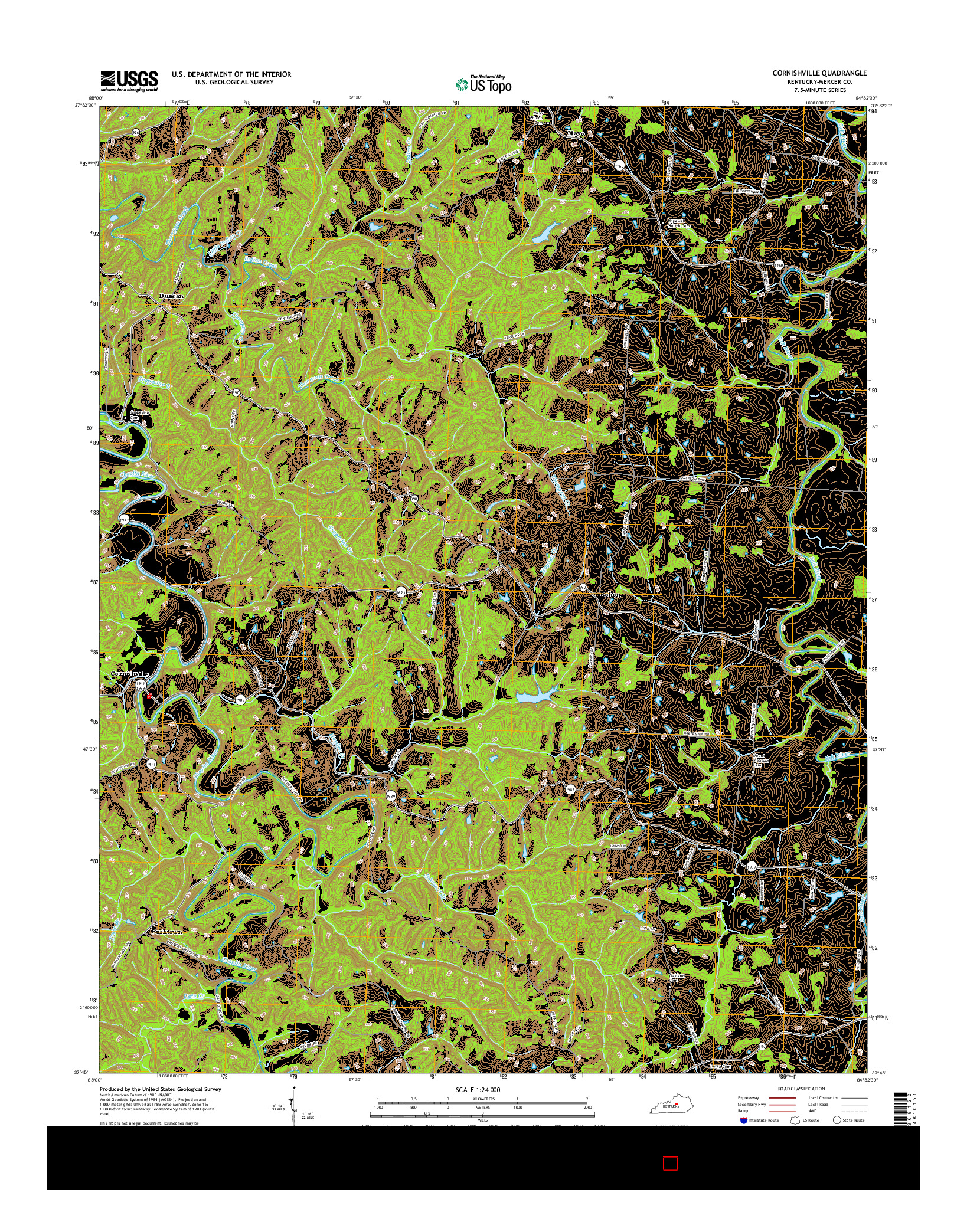 USGS US TOPO 7.5-MINUTE MAP FOR CORNISHVILLE, KY 2016