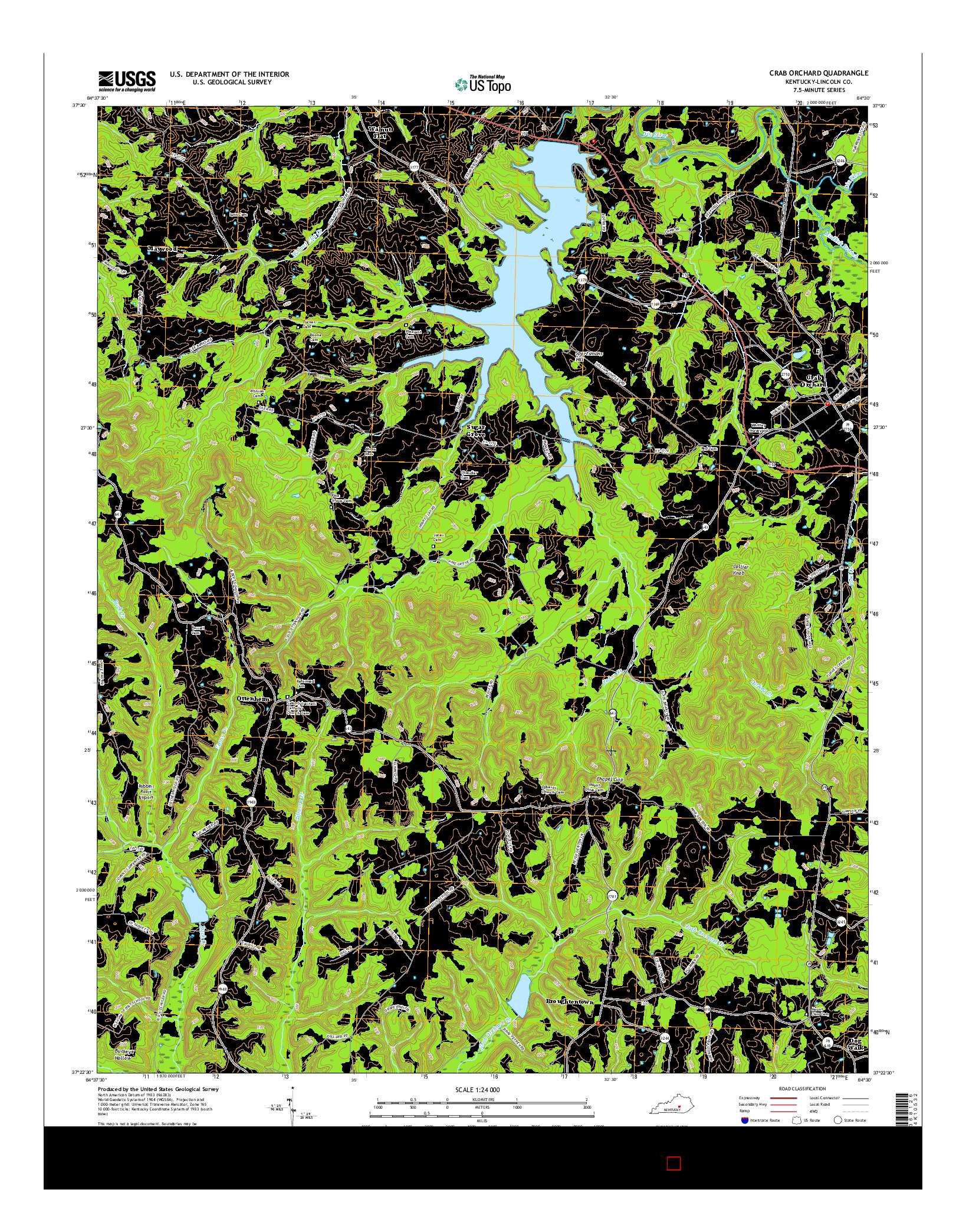 USGS US TOPO 7.5-MINUTE MAP FOR CRAB ORCHARD, KY 2016