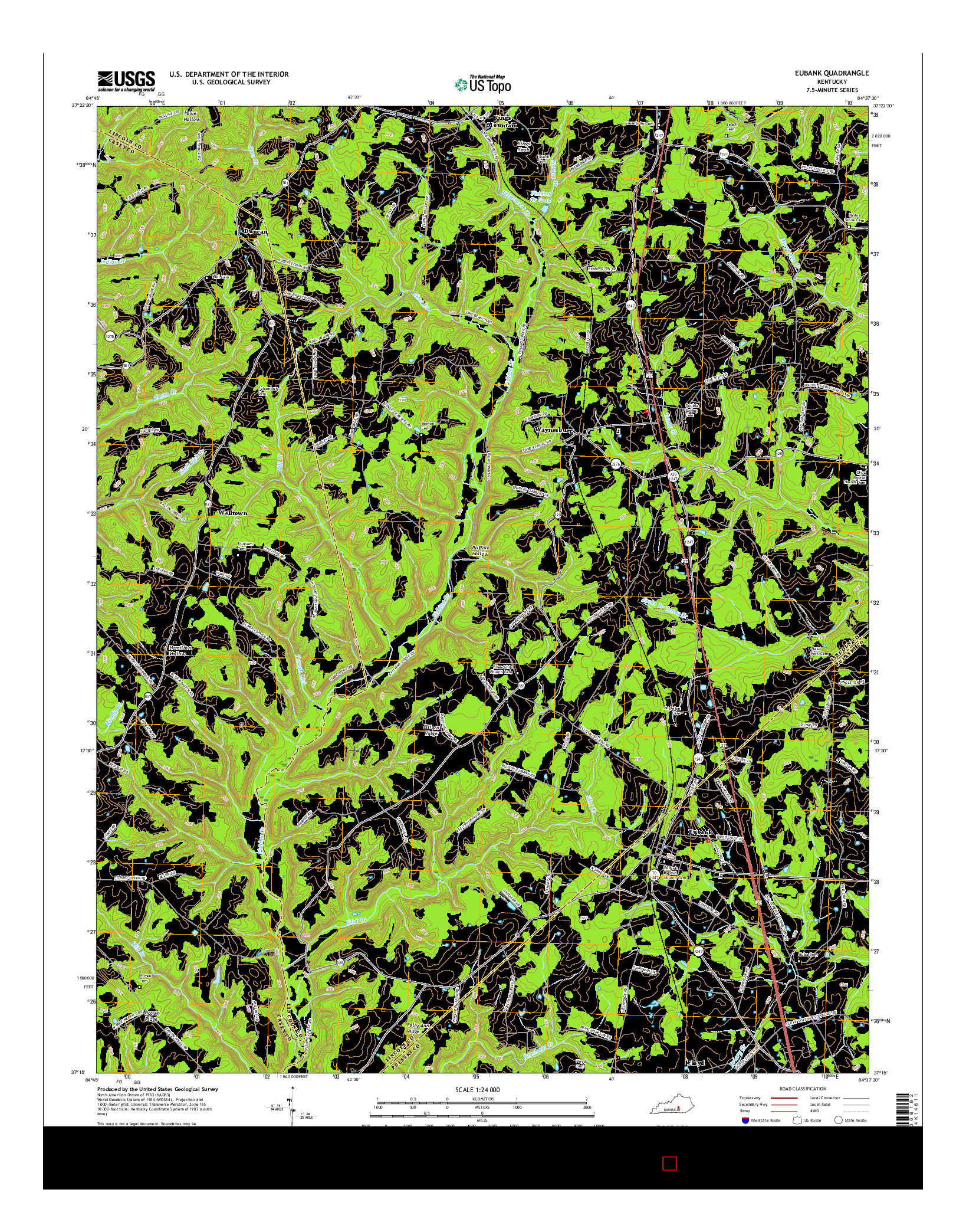 USGS US TOPO 7.5-MINUTE MAP FOR EUBANK, KY 2016