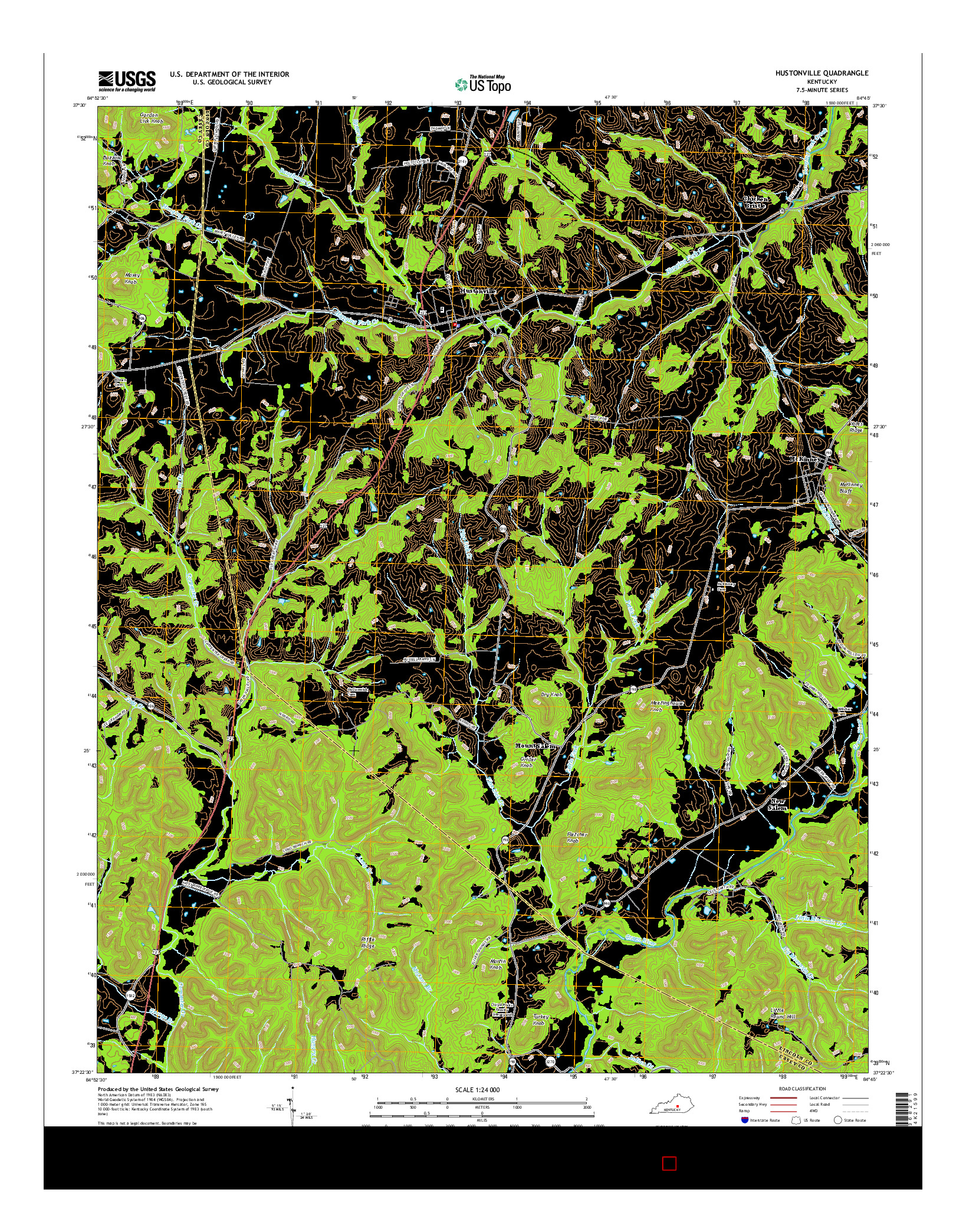 USGS US TOPO 7.5-MINUTE MAP FOR HUSTONVILLE, KY 2016