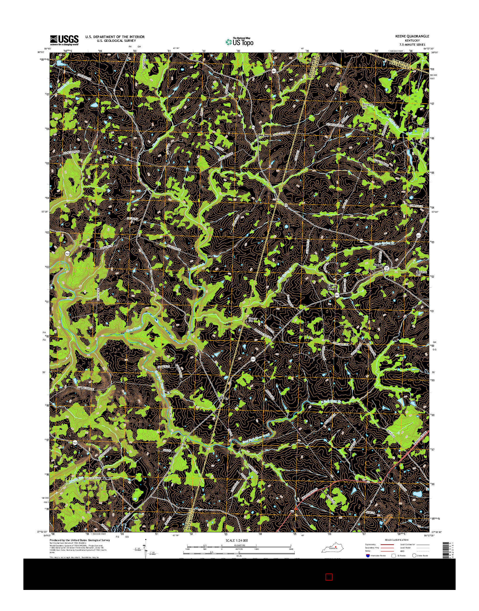 USGS US TOPO 7.5-MINUTE MAP FOR KEENE, KY 2016