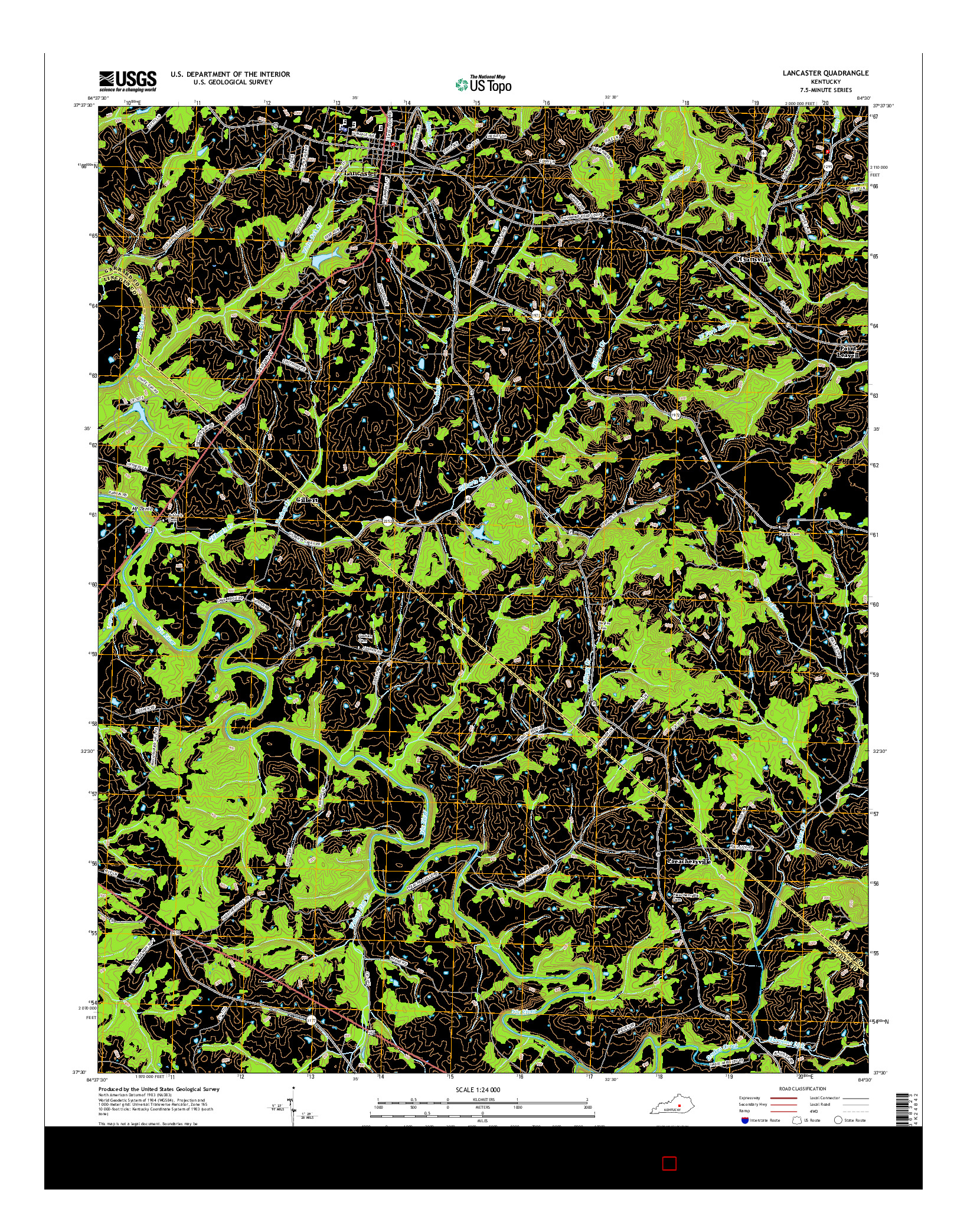 USGS US TOPO 7.5-MINUTE MAP FOR LANCASTER, KY 2016