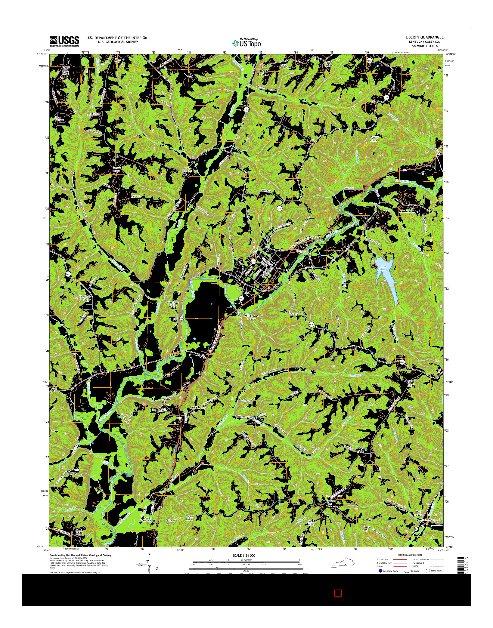 USGS US TOPO 7.5-MINUTE MAP FOR LIBERTY, KY 2016