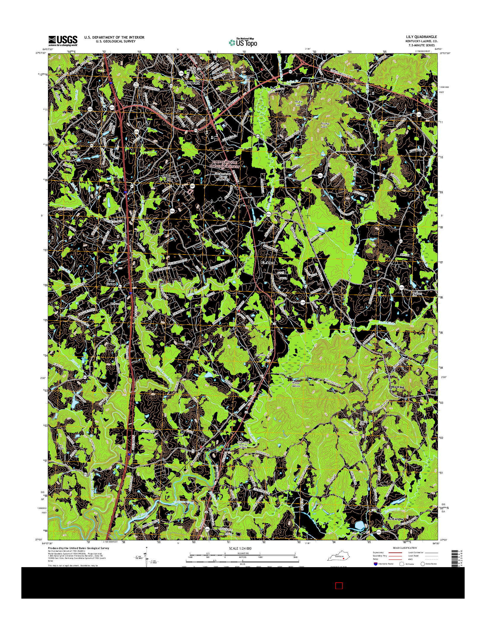 USGS US TOPO 7.5-MINUTE MAP FOR LILY, KY 2016