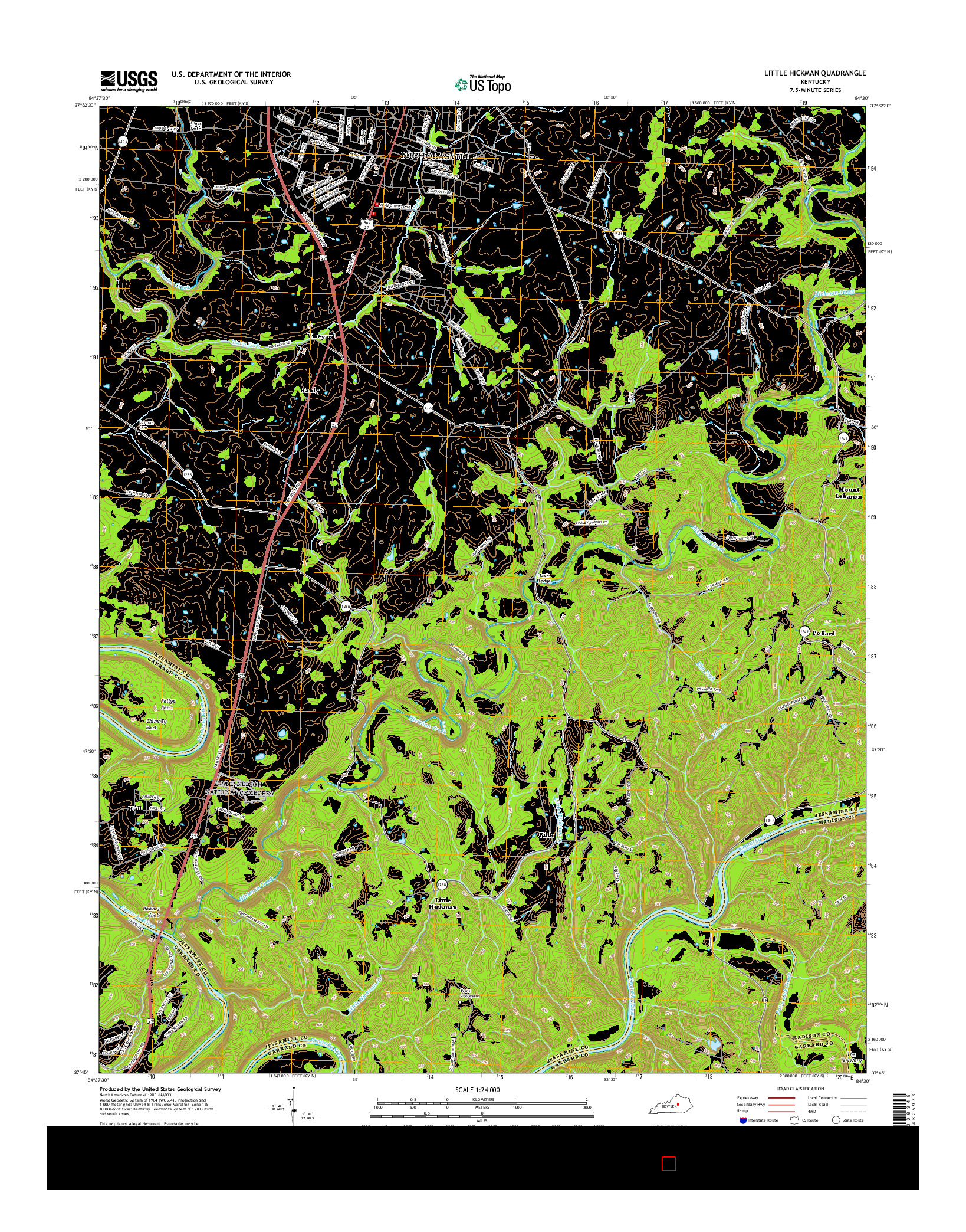 USGS US TOPO 7.5-MINUTE MAP FOR LITTLE HICKMAN, KY 2016