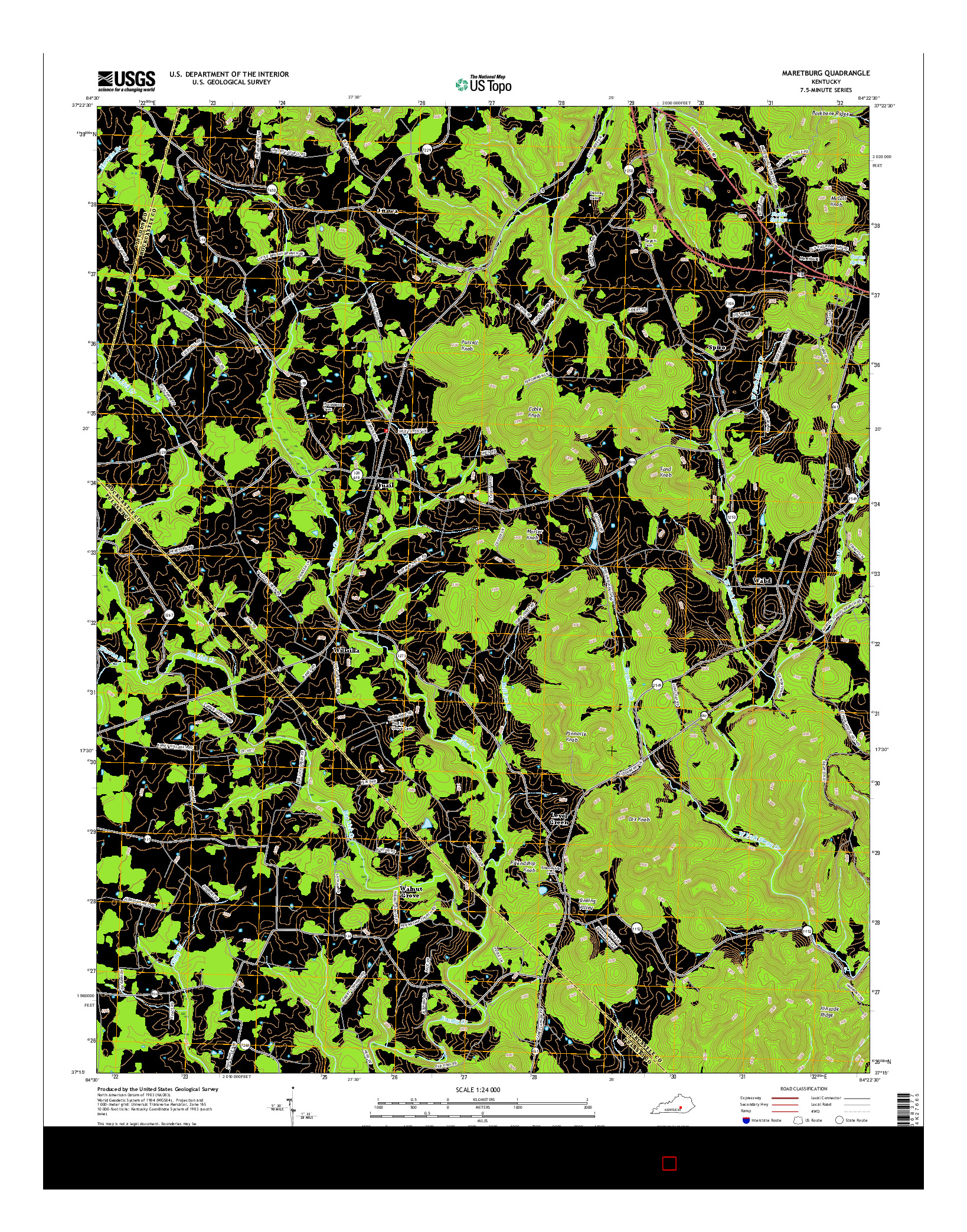 USGS US TOPO 7.5-MINUTE MAP FOR MARETBURG, KY 2016