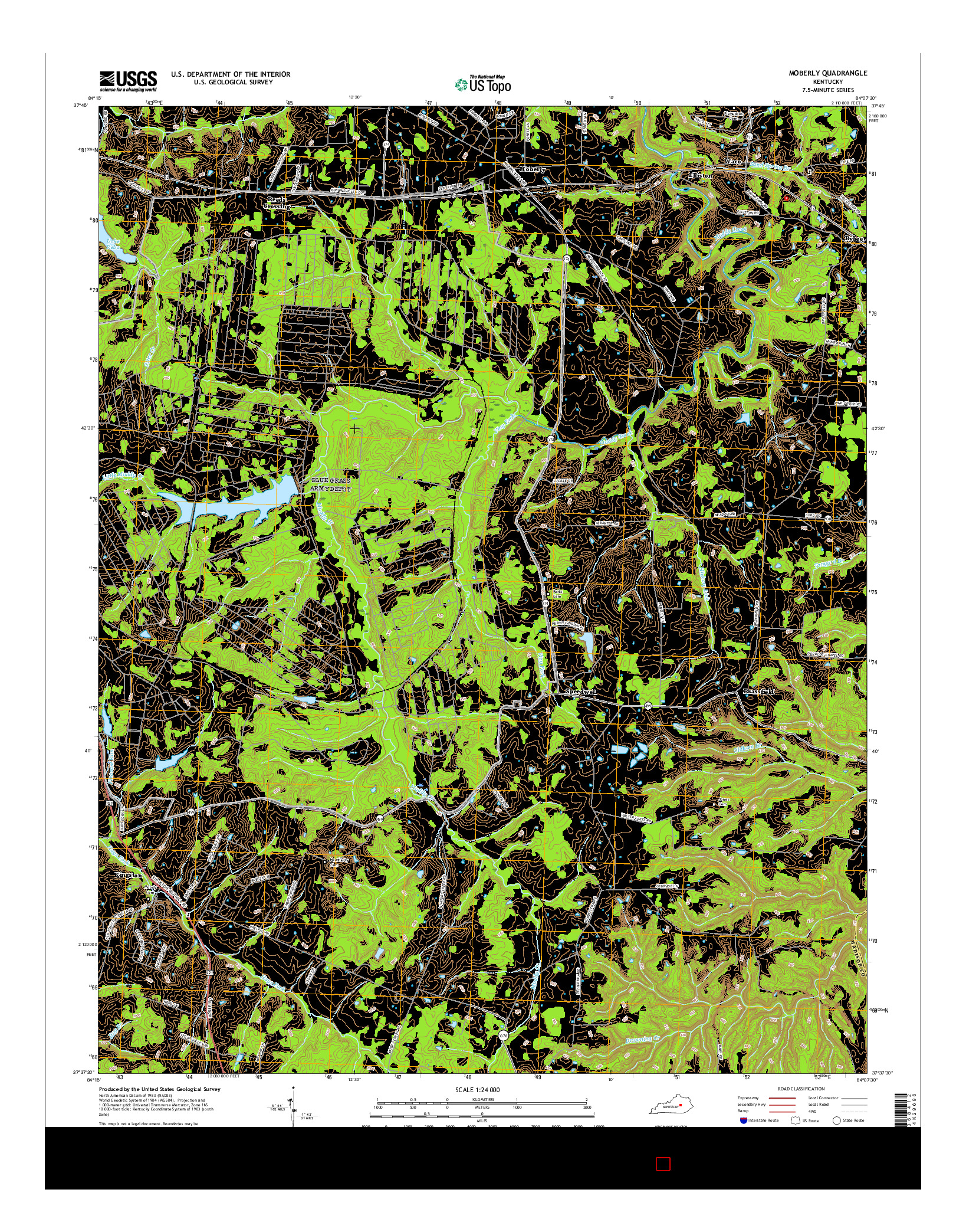 USGS US TOPO 7.5-MINUTE MAP FOR MOBERLY, KY 2016