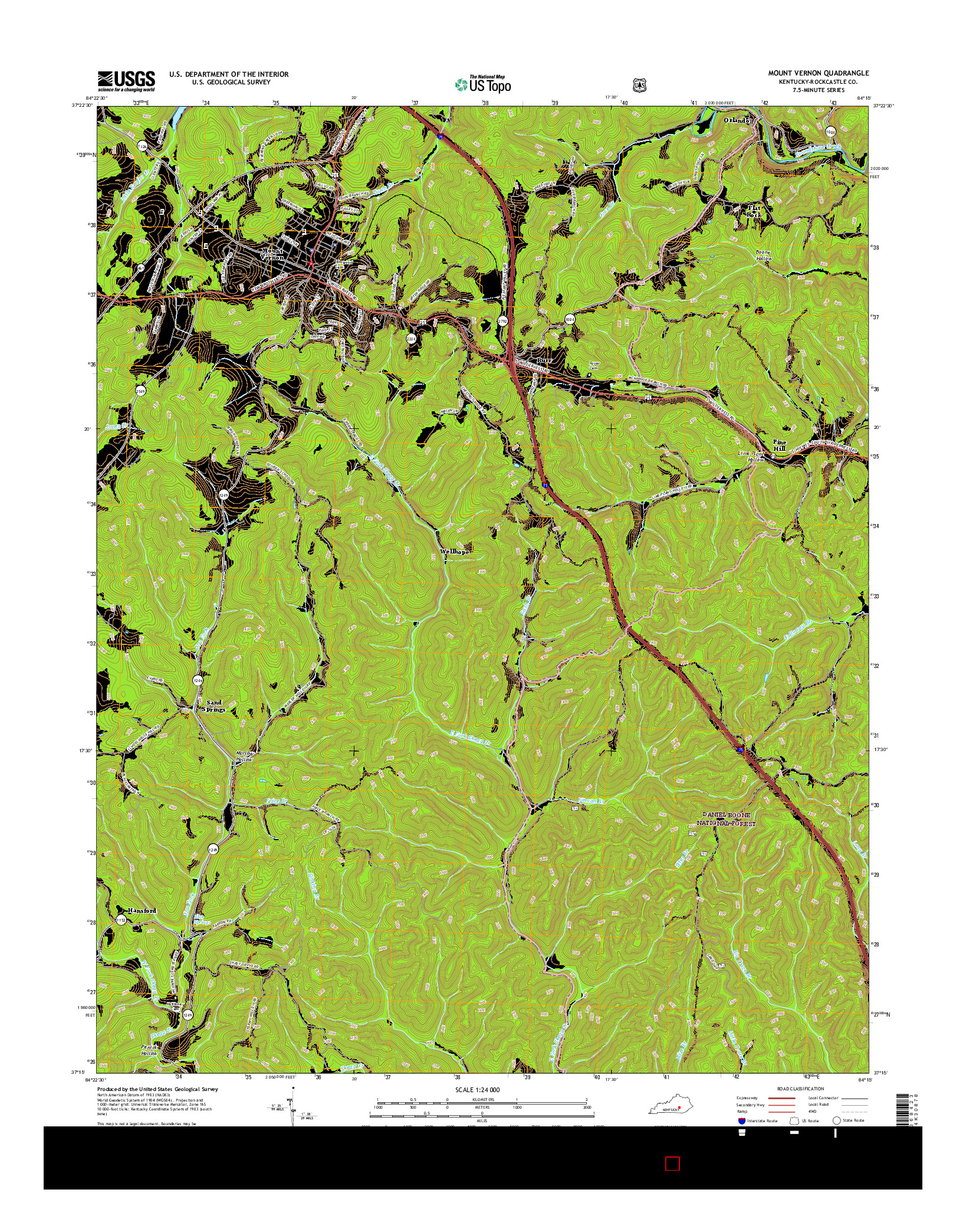 USGS US TOPO 7.5-MINUTE MAP FOR MOUNT VERNON, KY 2016