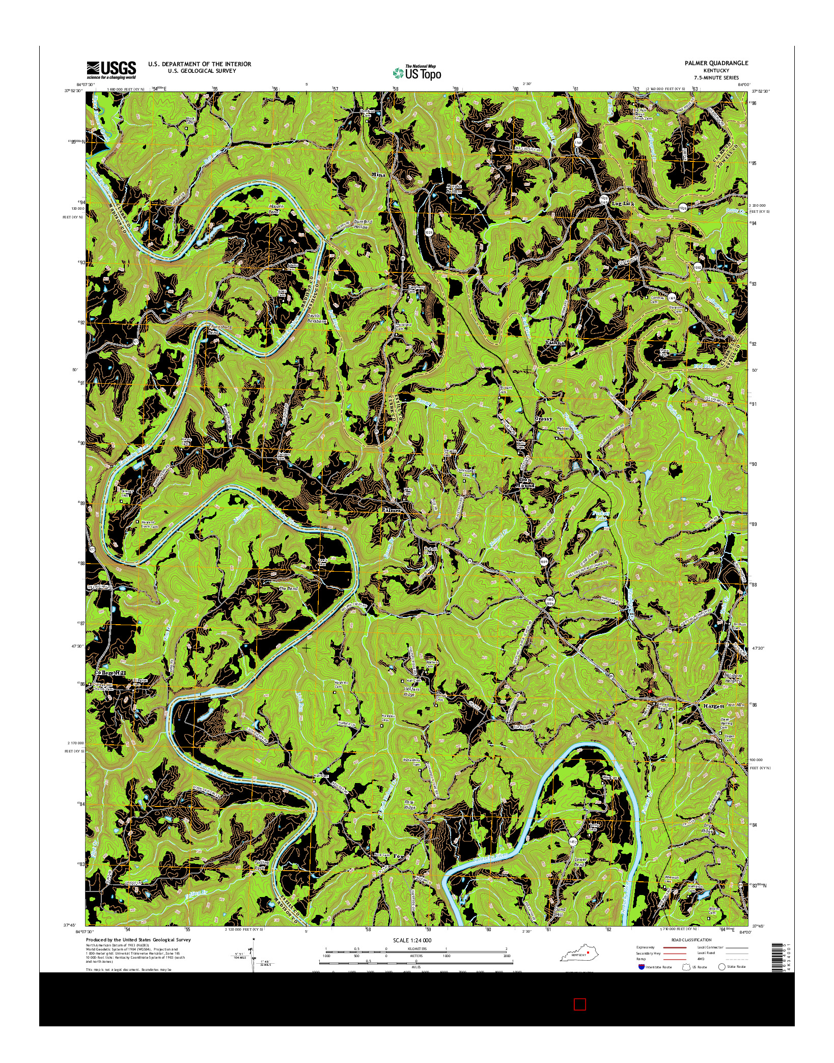 USGS US TOPO 7.5-MINUTE MAP FOR PALMER, KY 2016