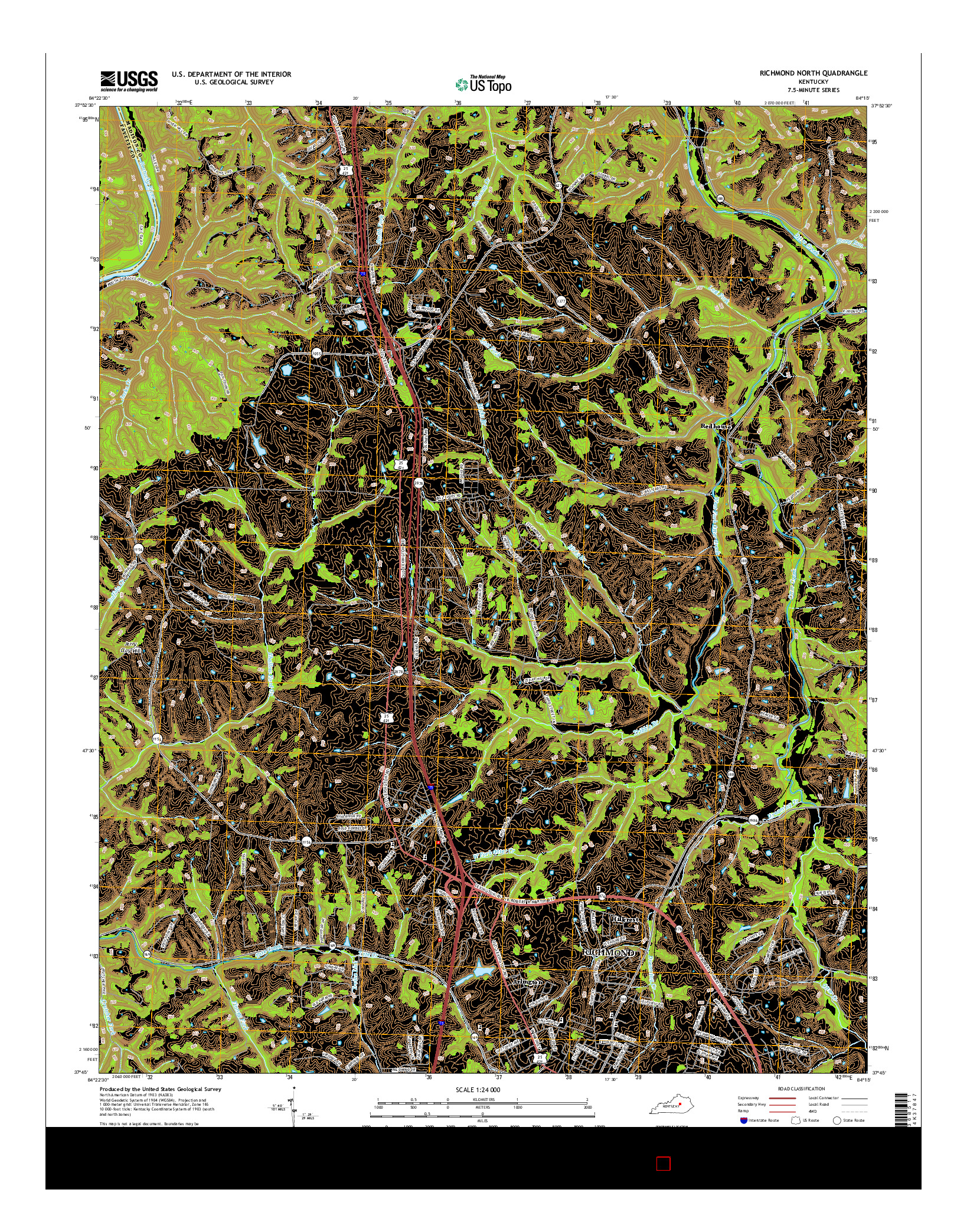 USGS US TOPO 7.5-MINUTE MAP FOR RICHMOND NORTH, KY 2016