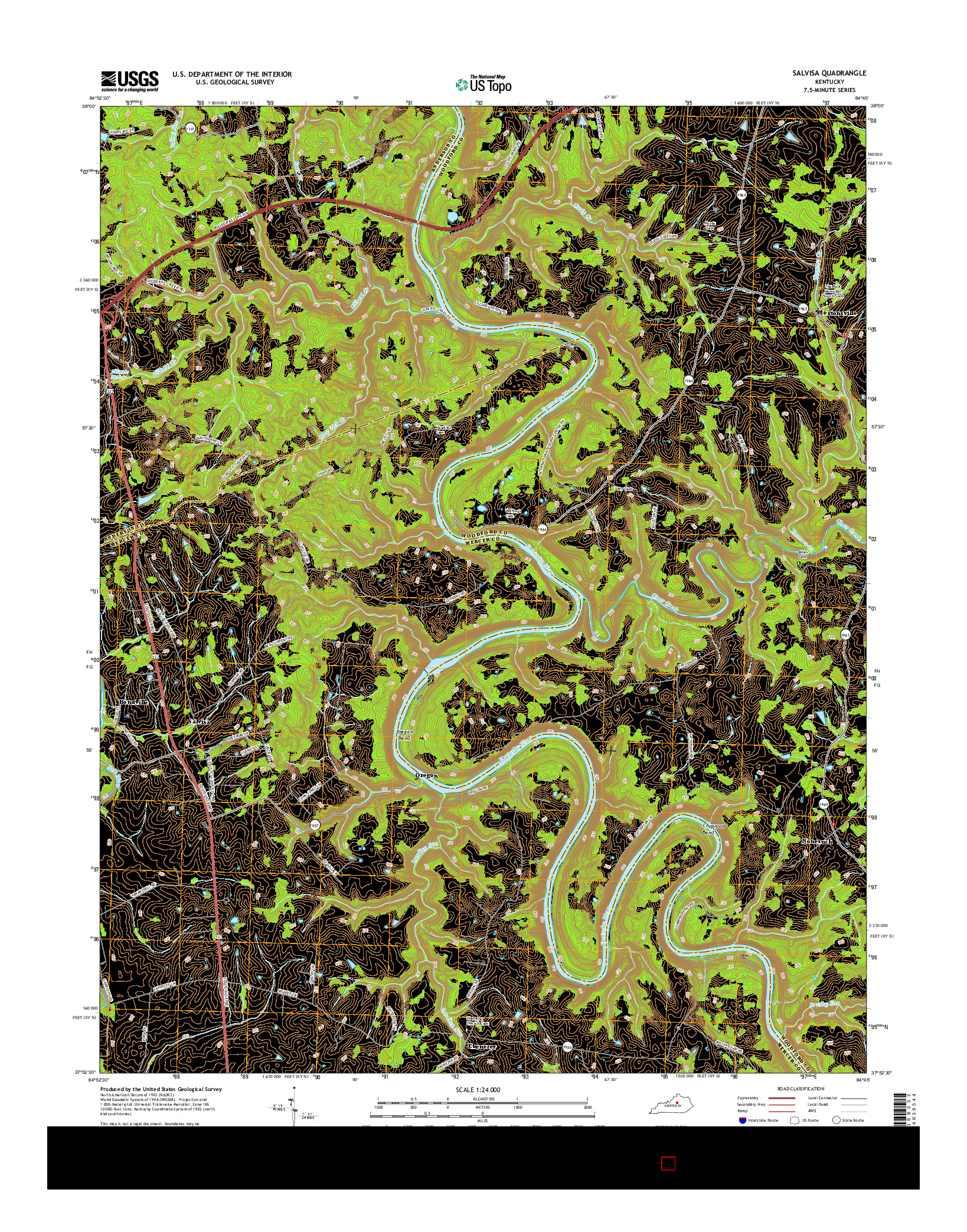 USGS US TOPO 7.5-MINUTE MAP FOR SALVISA, KY 2016