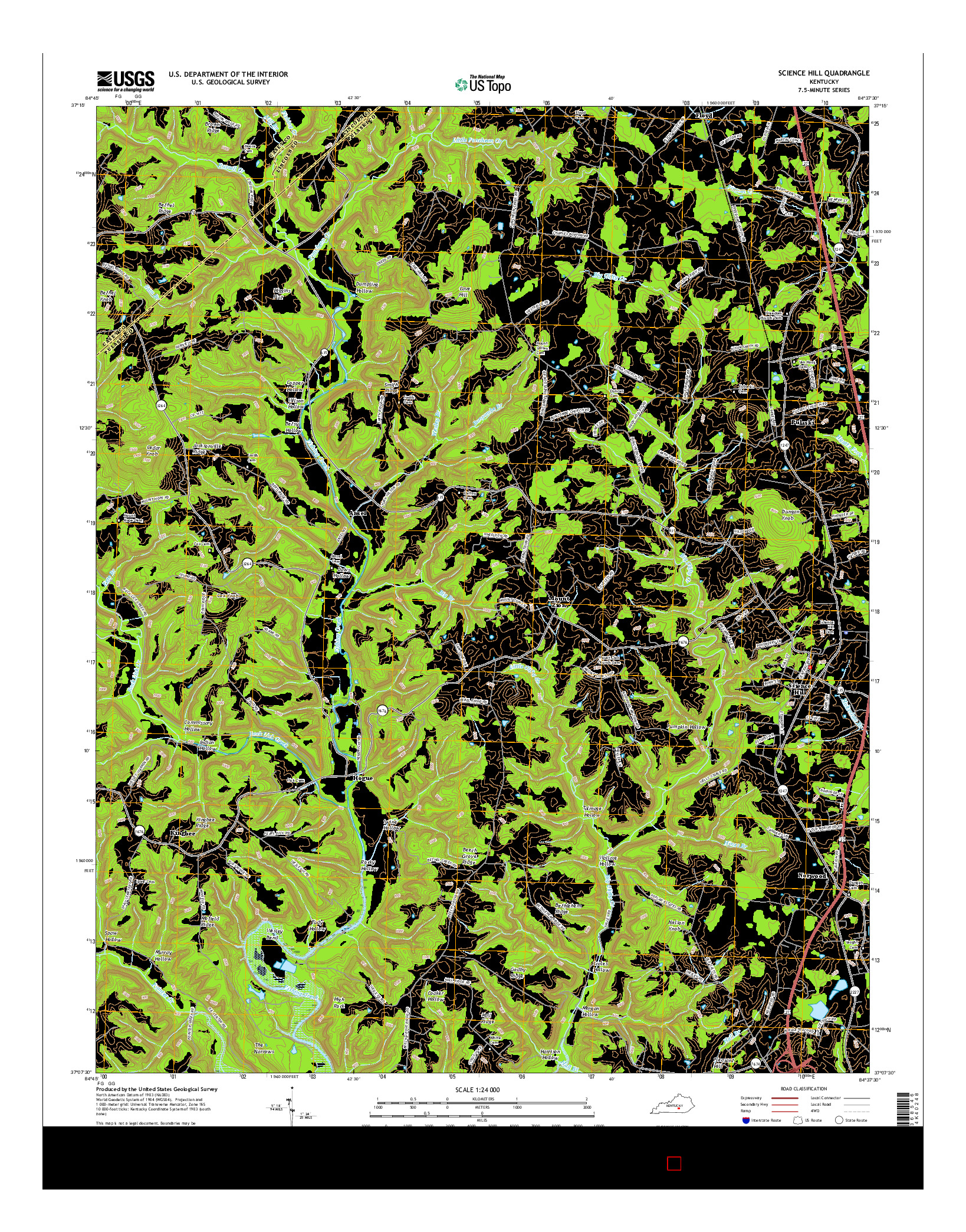 USGS US TOPO 7.5-MINUTE MAP FOR SCIENCE HILL, KY 2016