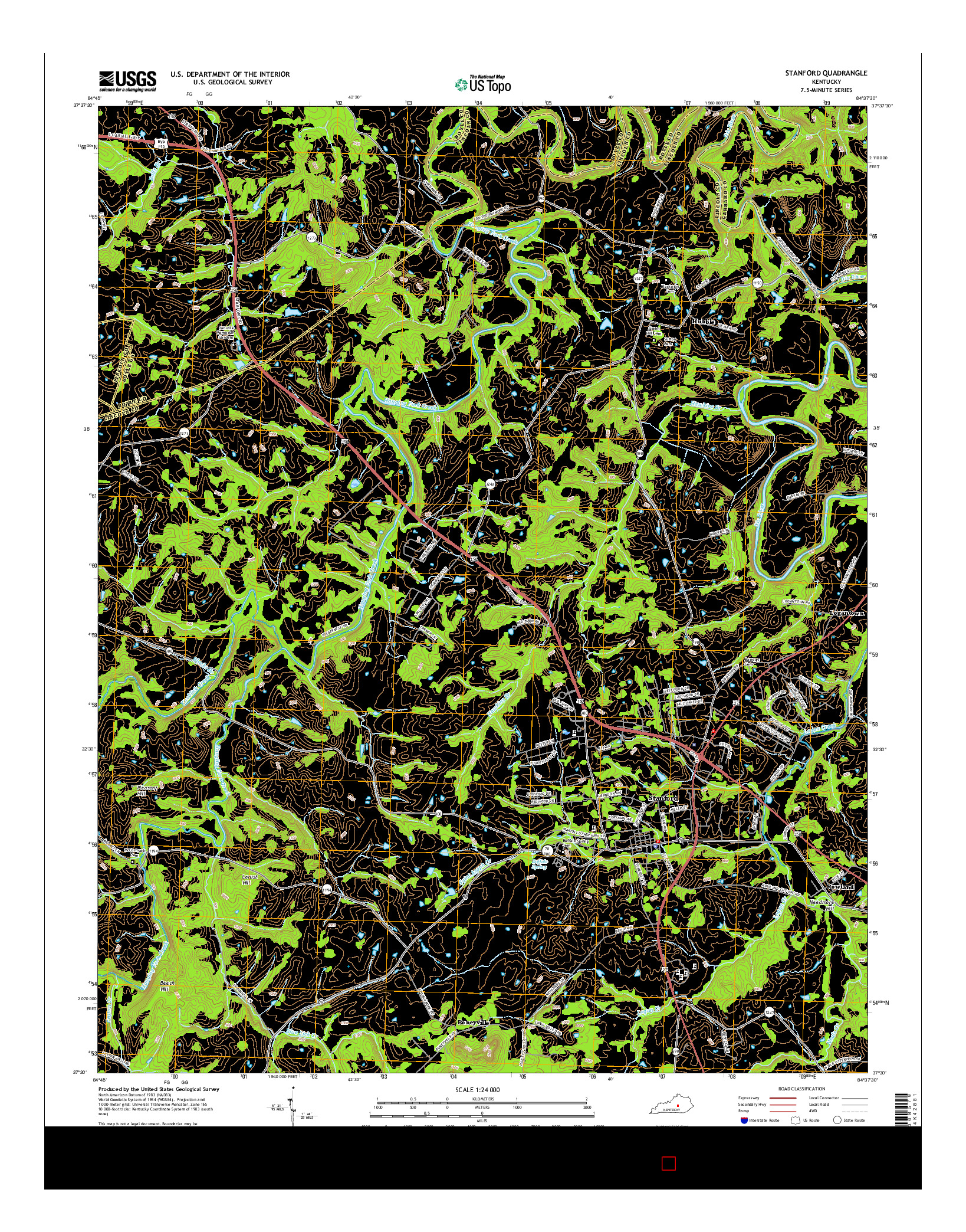 USGS US TOPO 7.5-MINUTE MAP FOR STANFORD, KY 2016