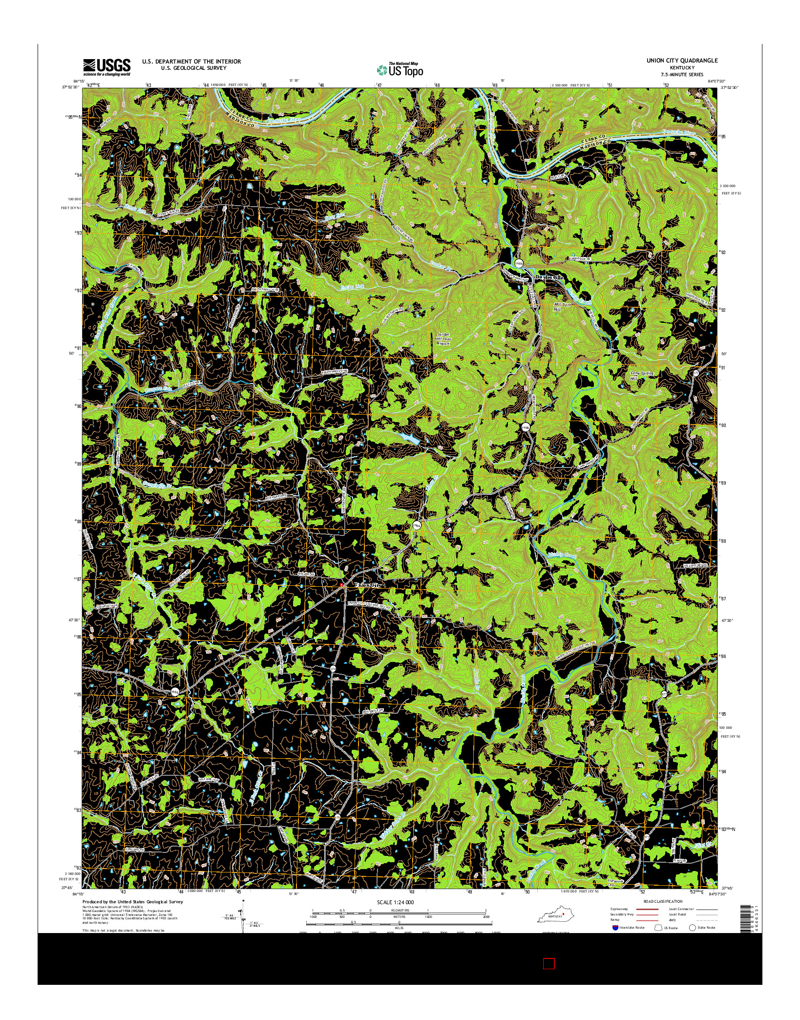 USGS US TOPO 7.5-MINUTE MAP FOR UNION CITY, KY 2016