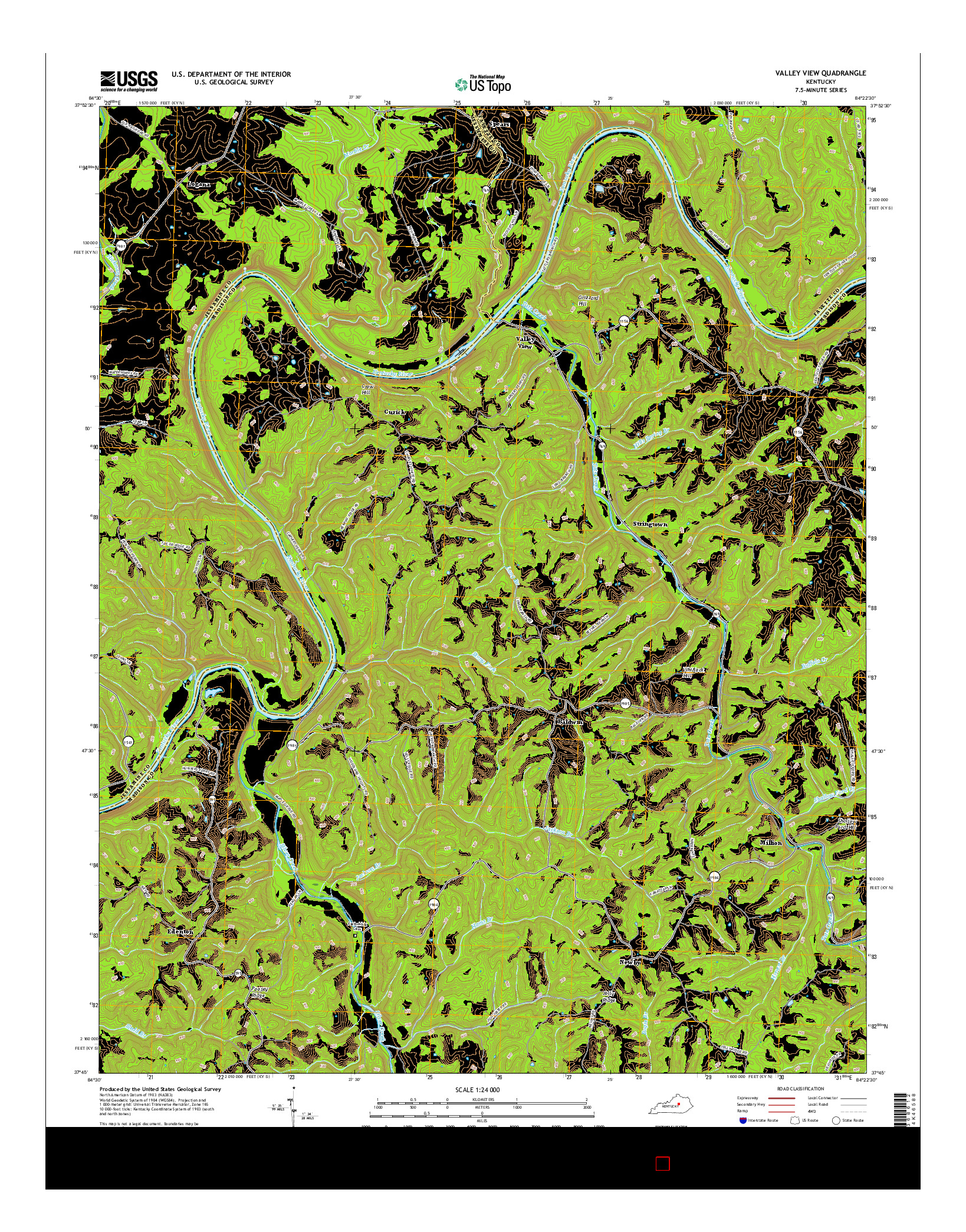 USGS US TOPO 7.5-MINUTE MAP FOR VALLEY VIEW, KY 2016