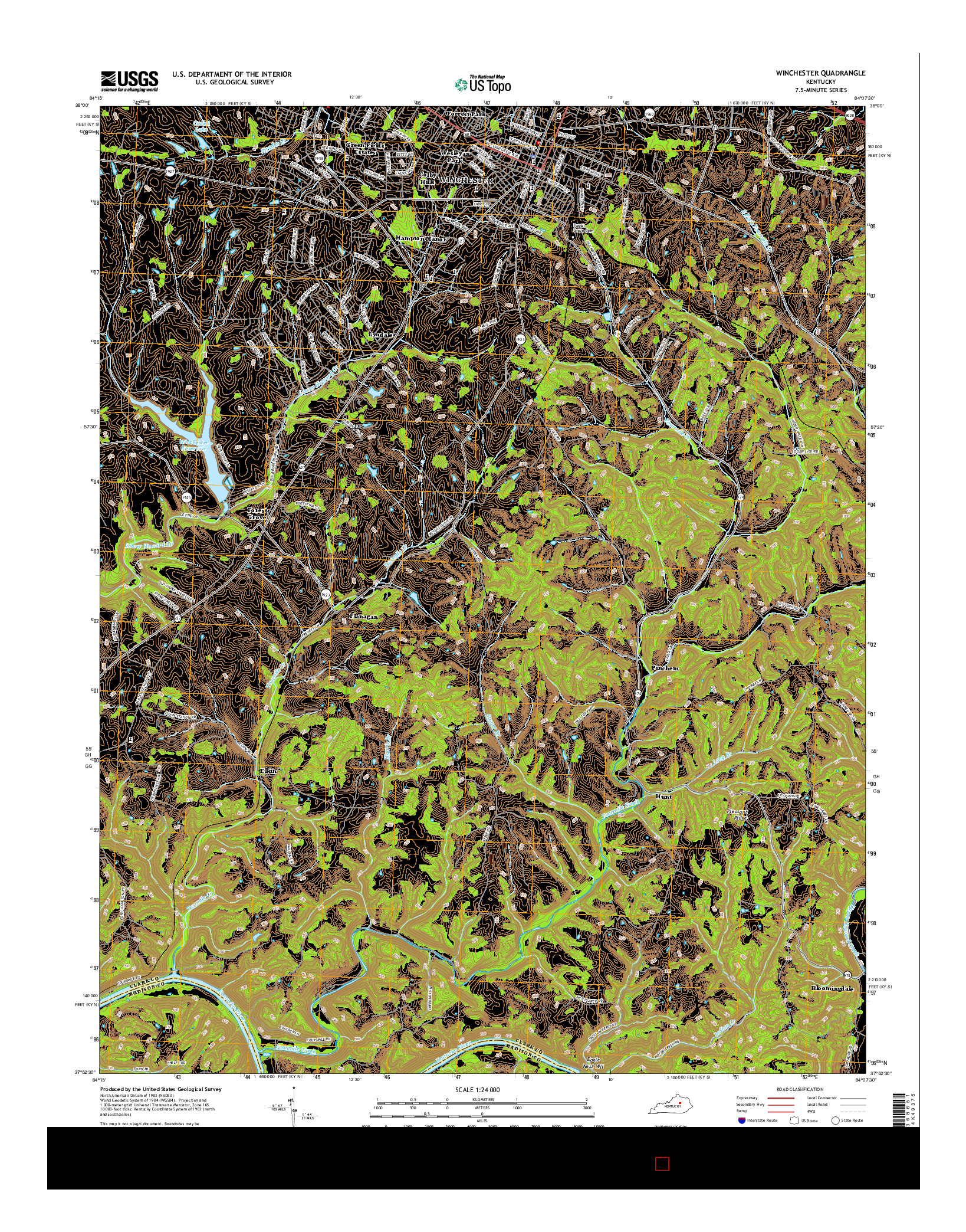 USGS US TOPO 7.5-MINUTE MAP FOR WINCHESTER, KY 2016