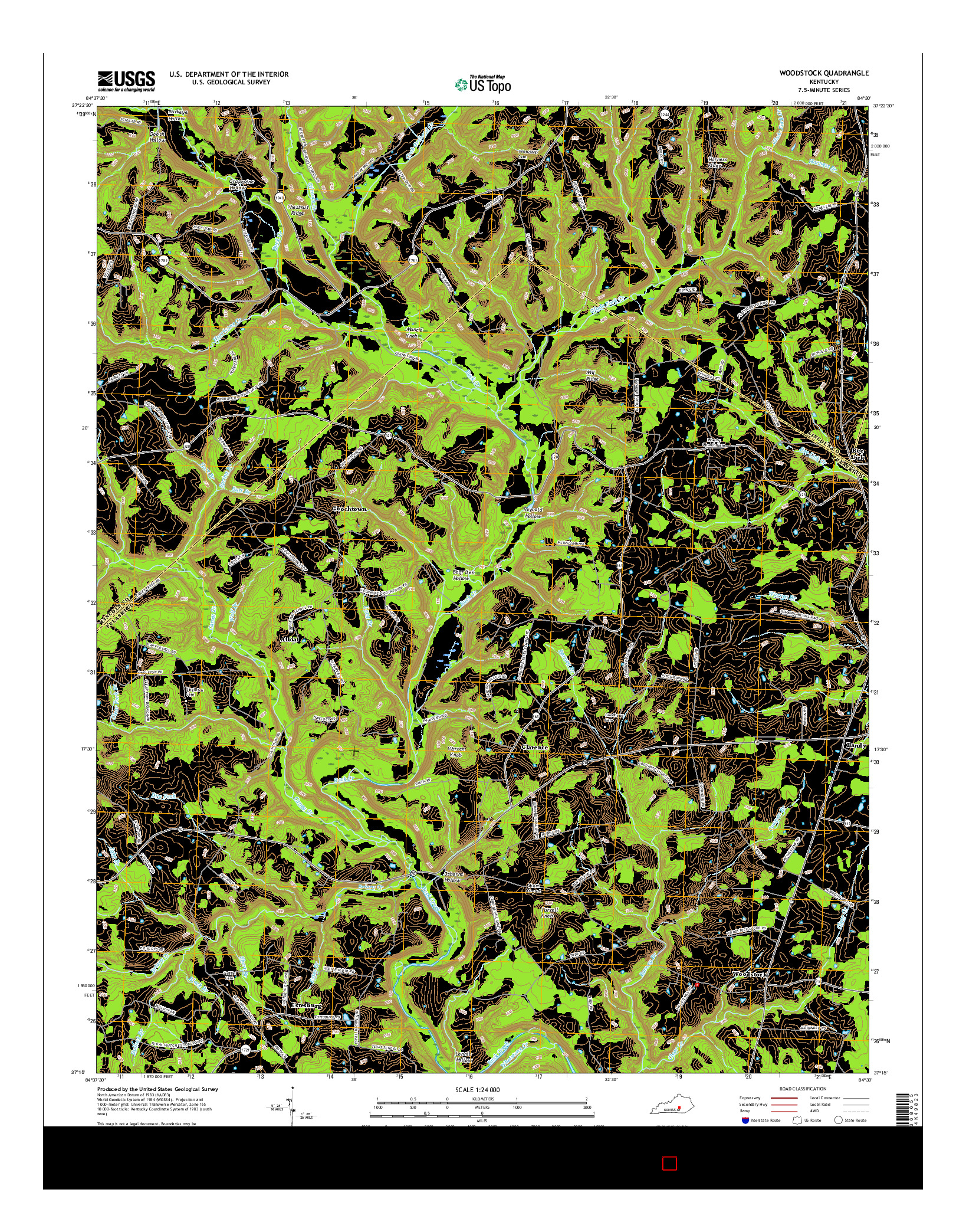 USGS US TOPO 7.5-MINUTE MAP FOR WOODSTOCK, KY 2016