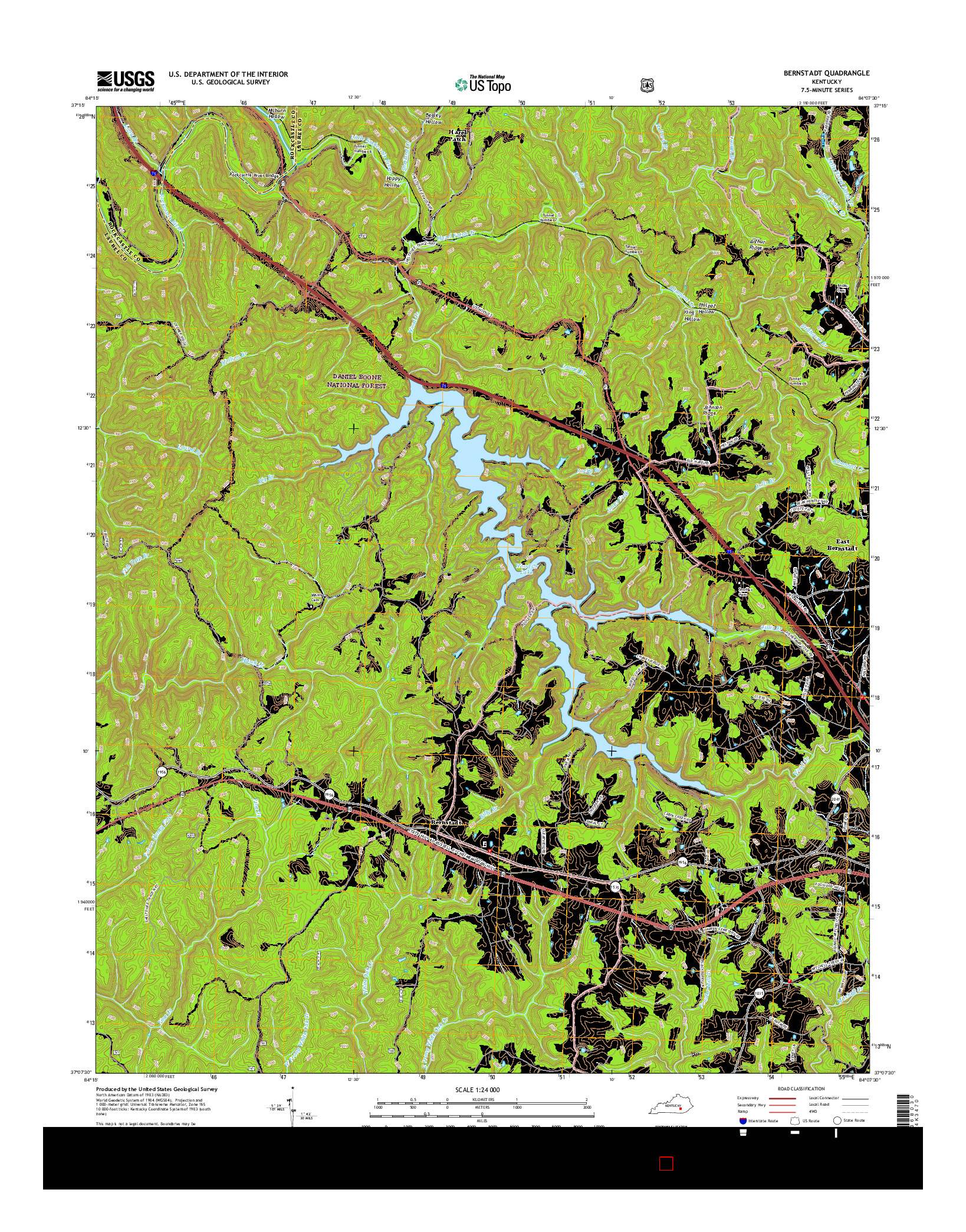 USGS US TOPO 7.5-MINUTE MAP FOR BERNSTADT, KY 2016