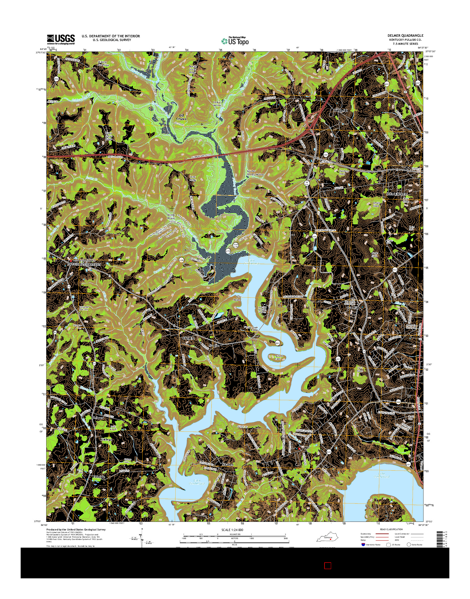 USGS US TOPO 7.5-MINUTE MAP FOR DELMER, KY 2016