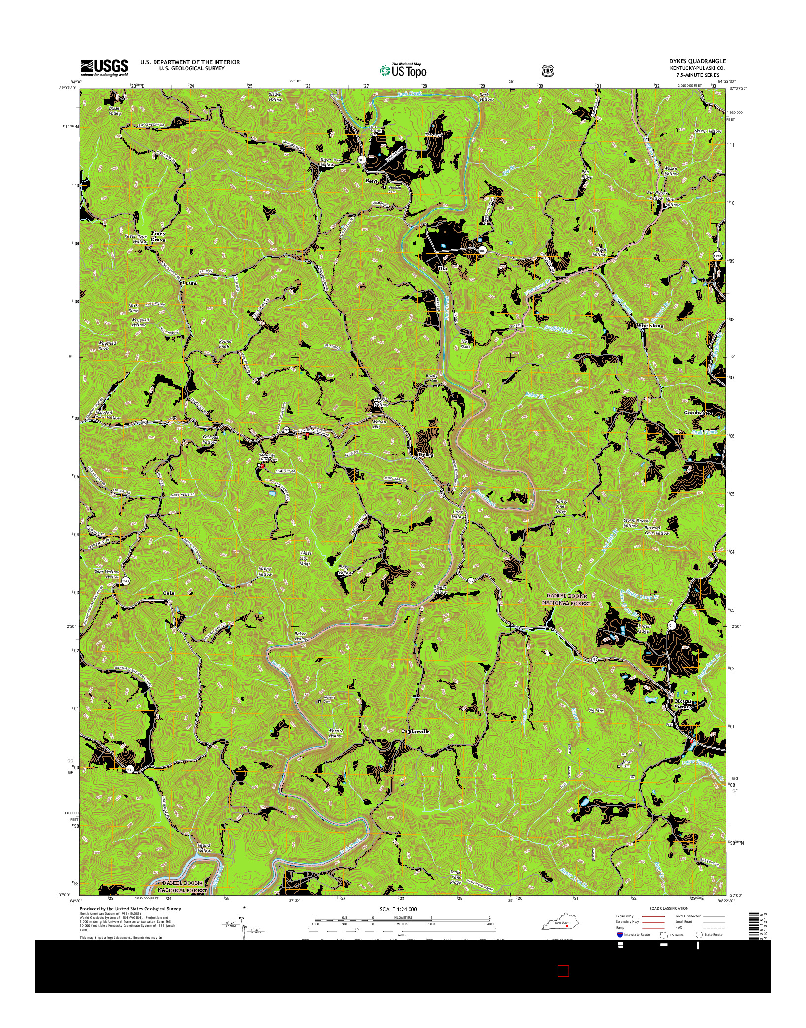 USGS US TOPO 7.5-MINUTE MAP FOR DYKES, KY 2016