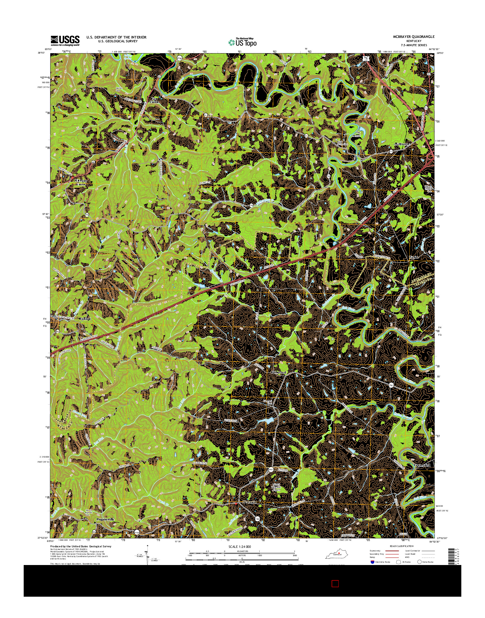 USGS US TOPO 7.5-MINUTE MAP FOR MCBRAYER, KY 2016