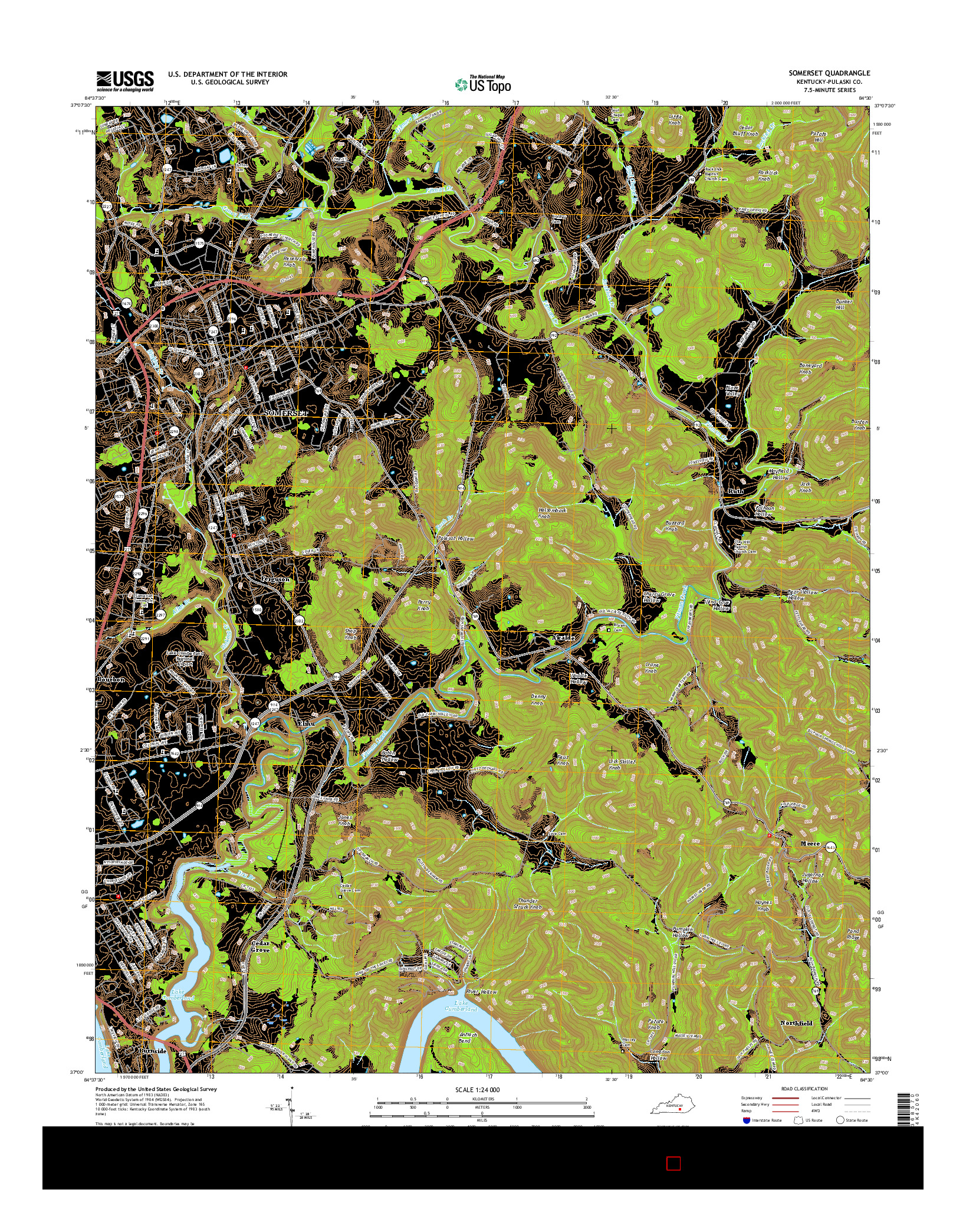 USGS US TOPO 7.5-MINUTE MAP FOR SOMERSET, KY 2016