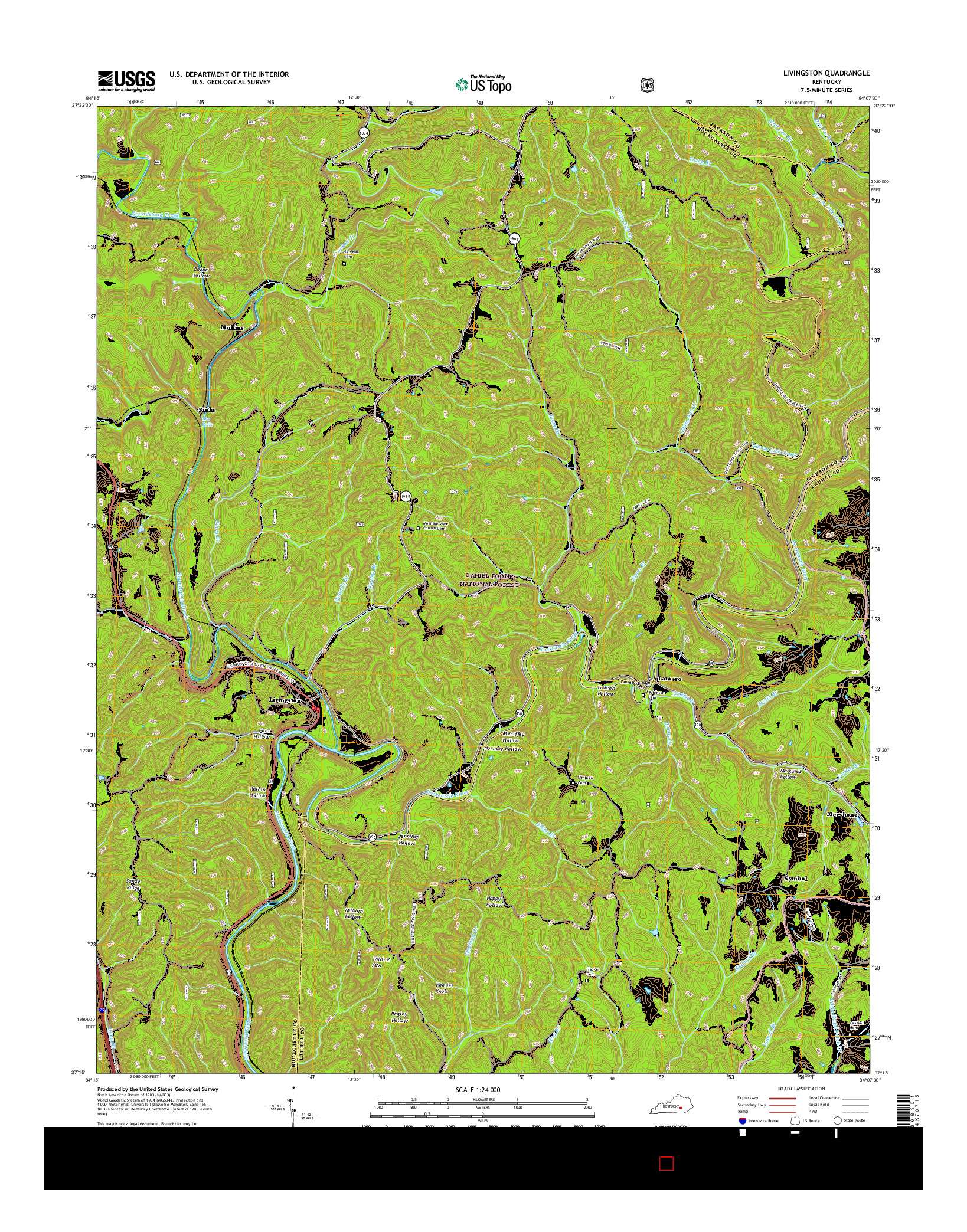 USGS US TOPO 7.5-MINUTE MAP FOR LIVINGSTON, KY 2016