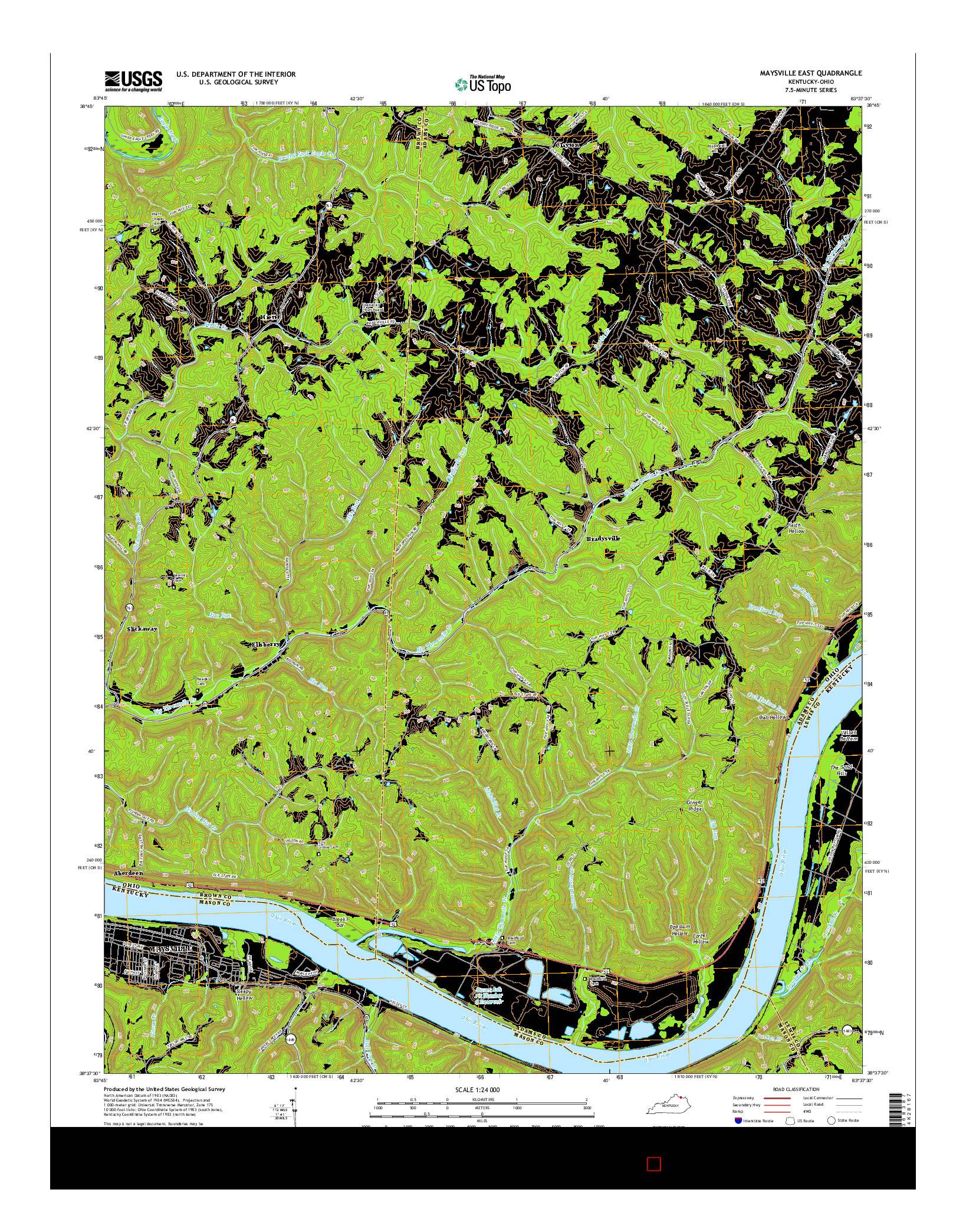 USGS US TOPO 7.5-MINUTE MAP FOR MAYSVILLE EAST, KY-OH 2016